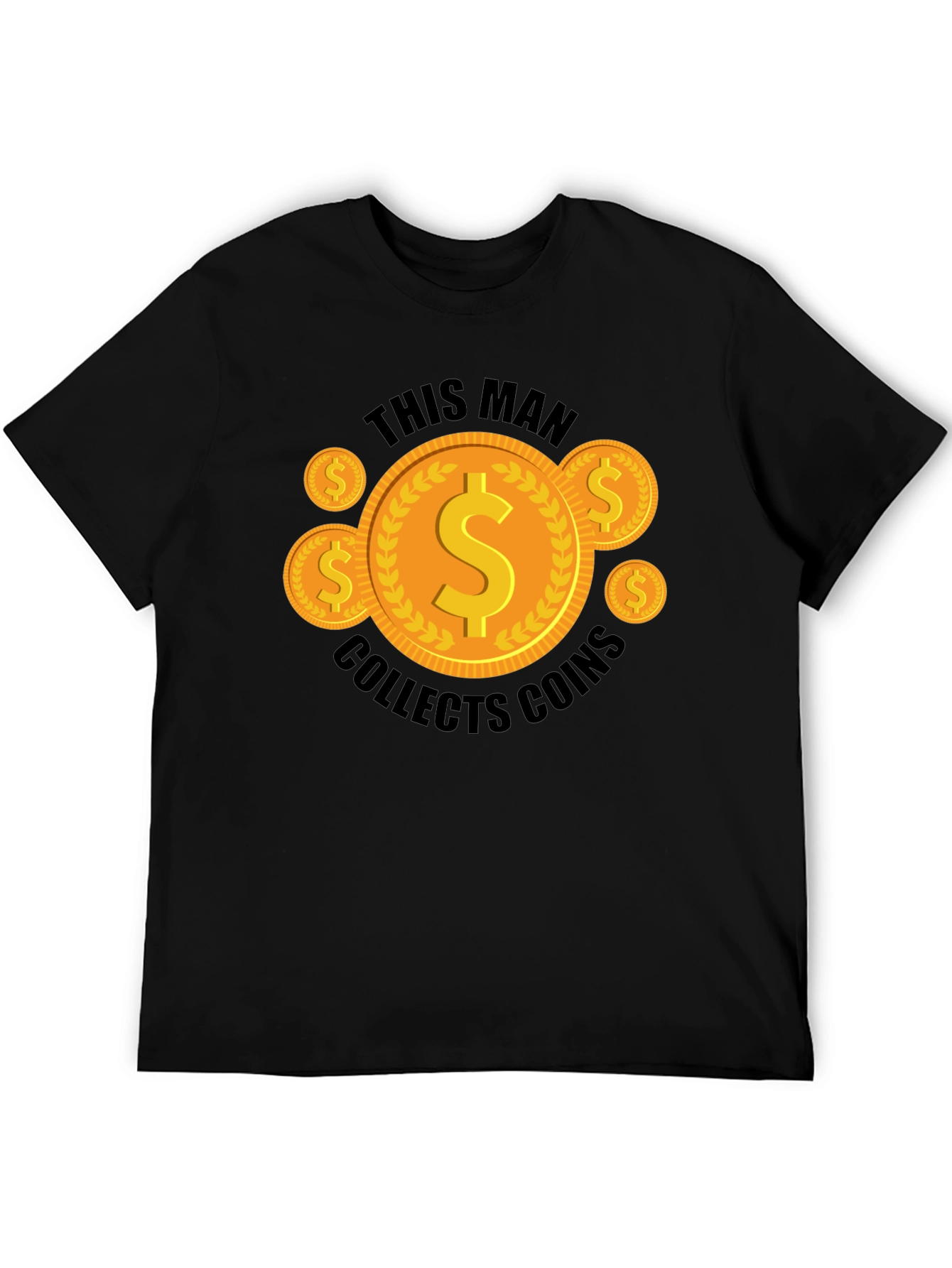 Coin Collector Graphic Tee - Black Casual T-Shirt