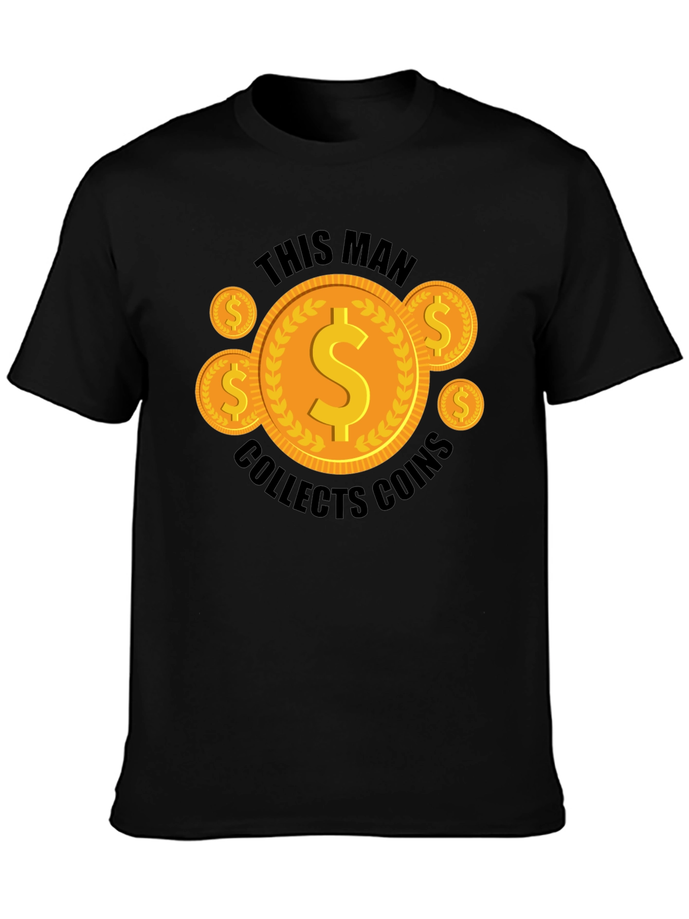 Coin Collector Graphic Tee - Black Casual T-Shirt