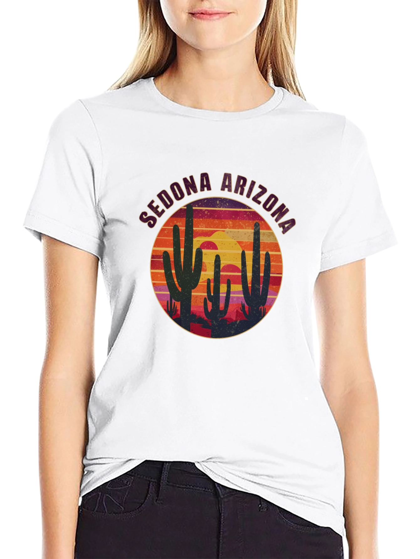 Sedona Arizona Cactus Sunset T-Shirt