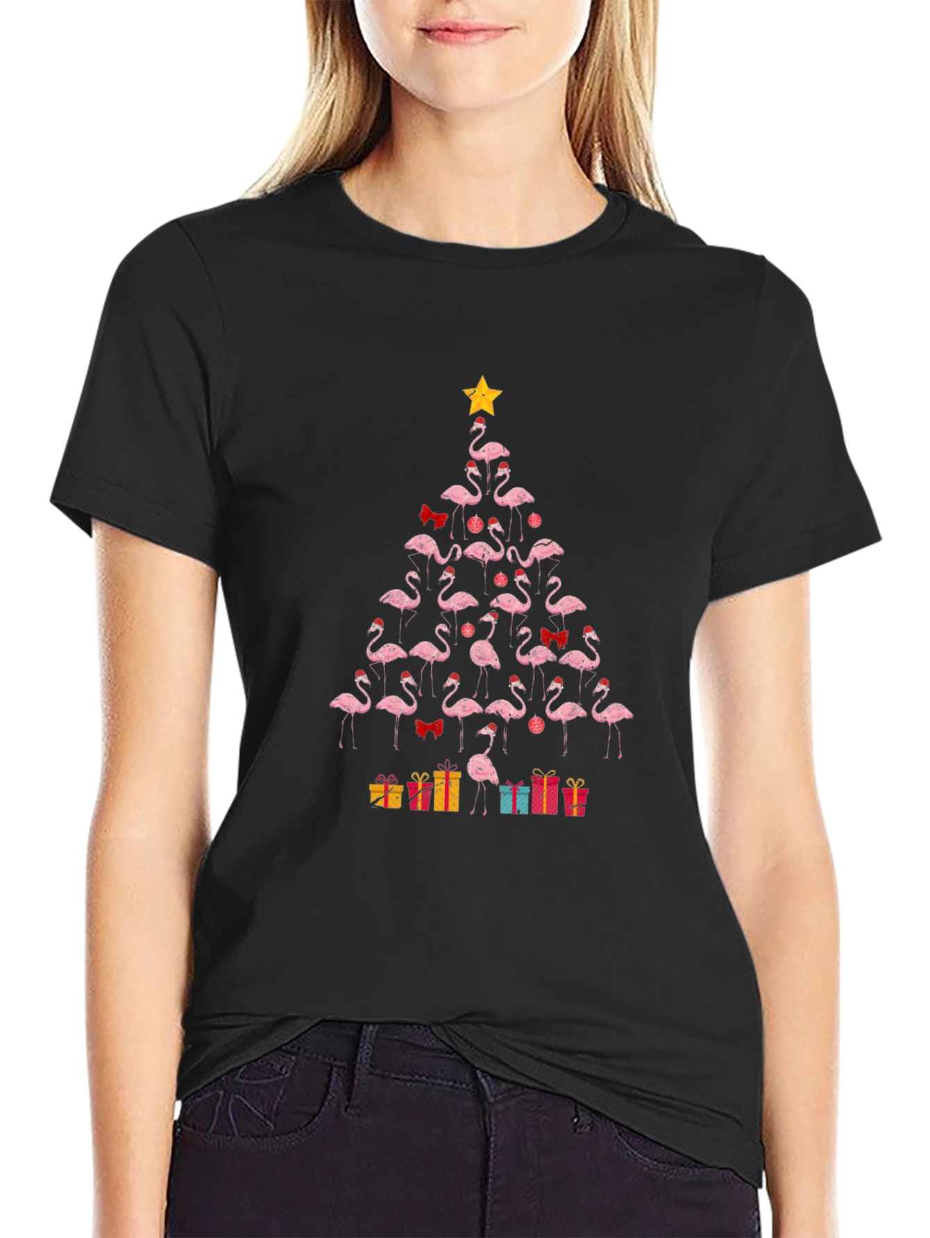 Flamingo Christmas Tree T-Shirt