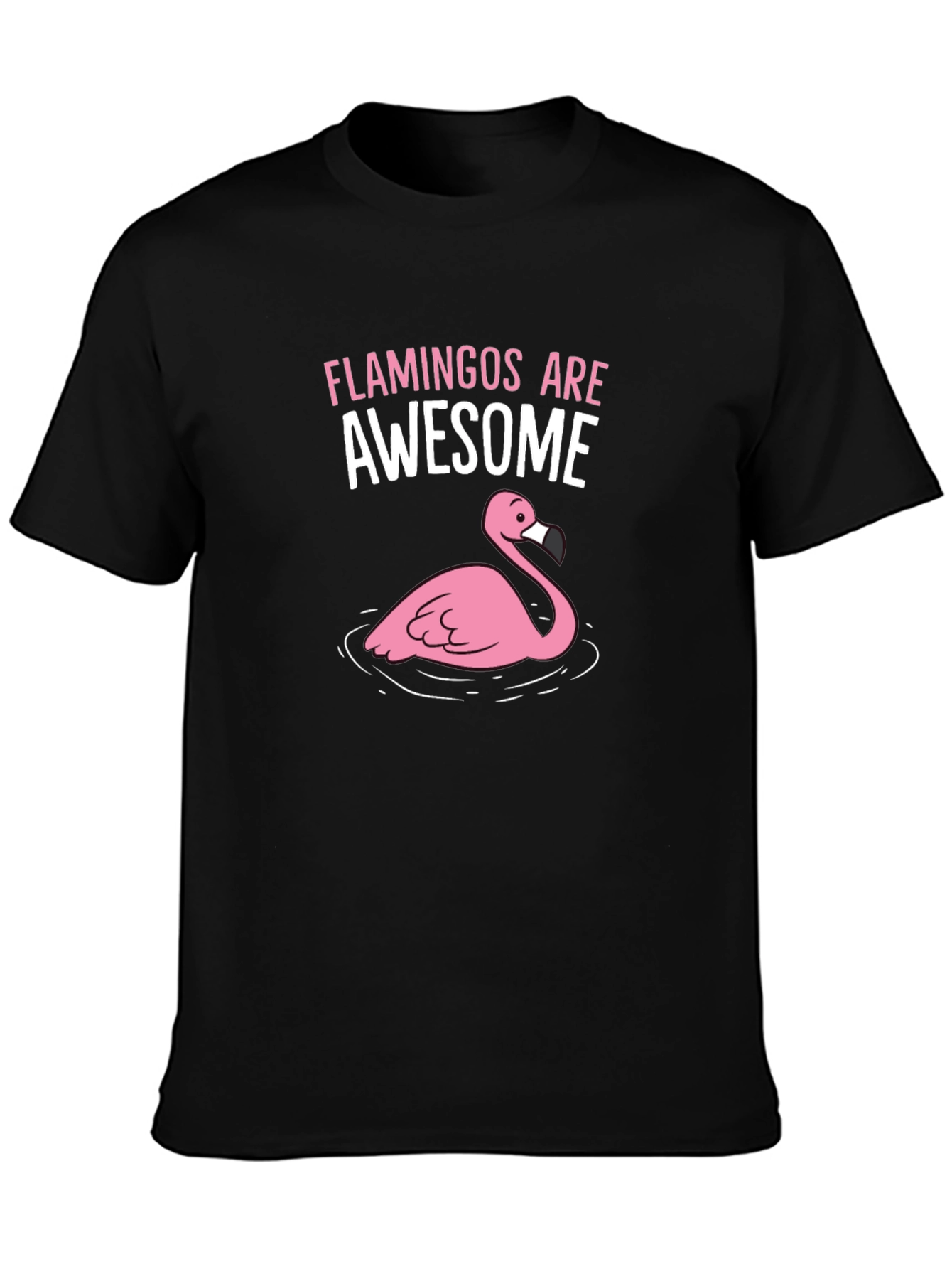 Flamingos Are Awesome Graphic Tee - Black Cotton Shirt