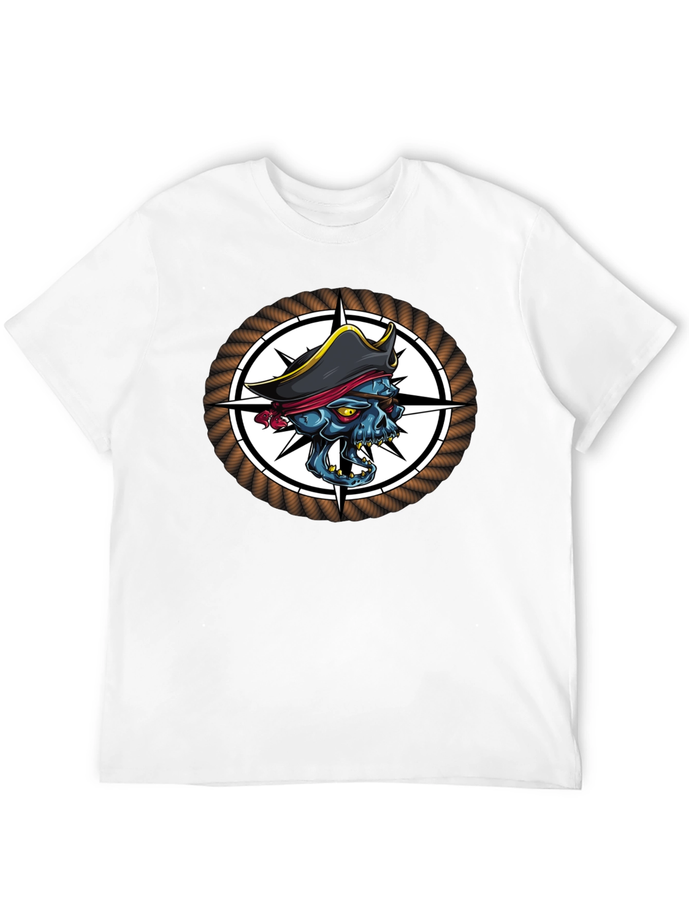 Skull Pirate Graphic Print Black T-Shirt