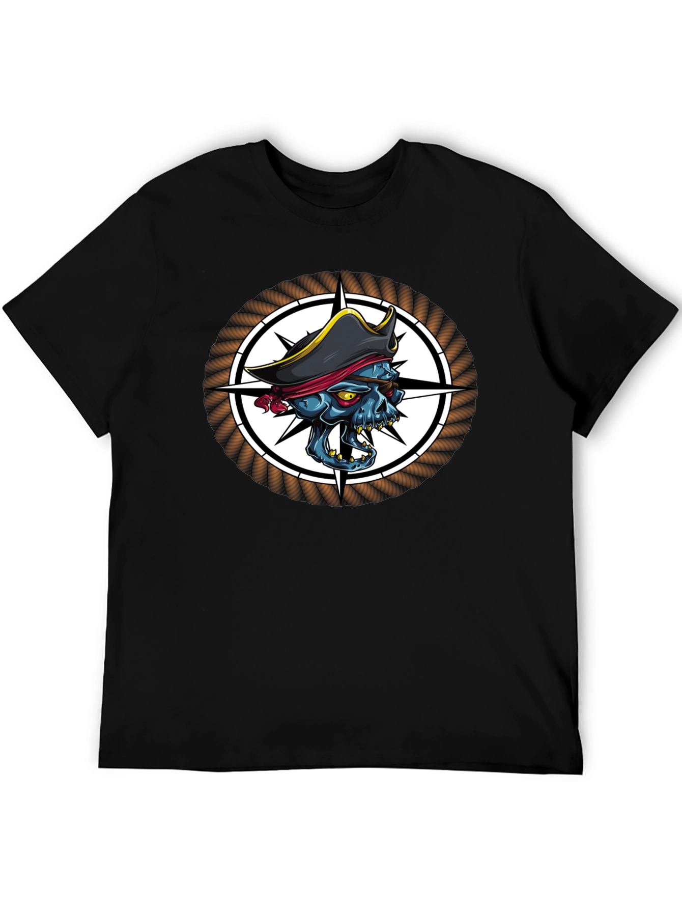 Skull Pirate Graphic Print Black T-Shirt