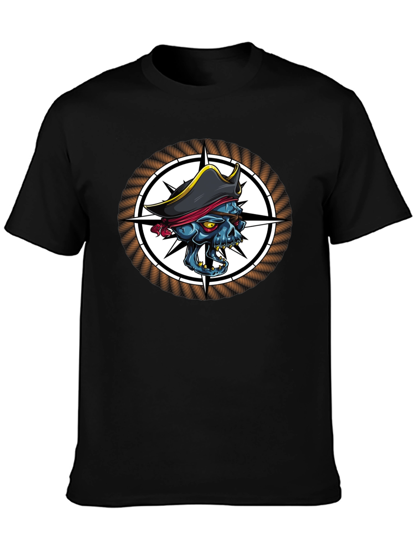 Skull Pirate Graphic Print Black T-Shirt