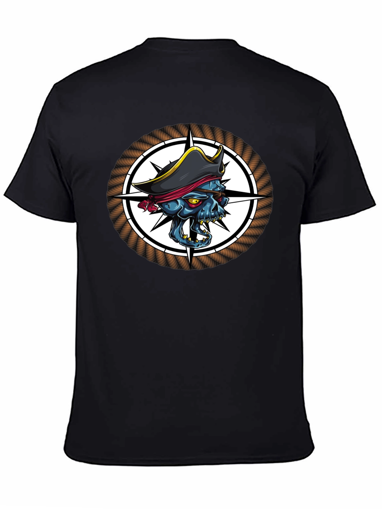 Skull Pirate Graphic Print Black T-Shirt