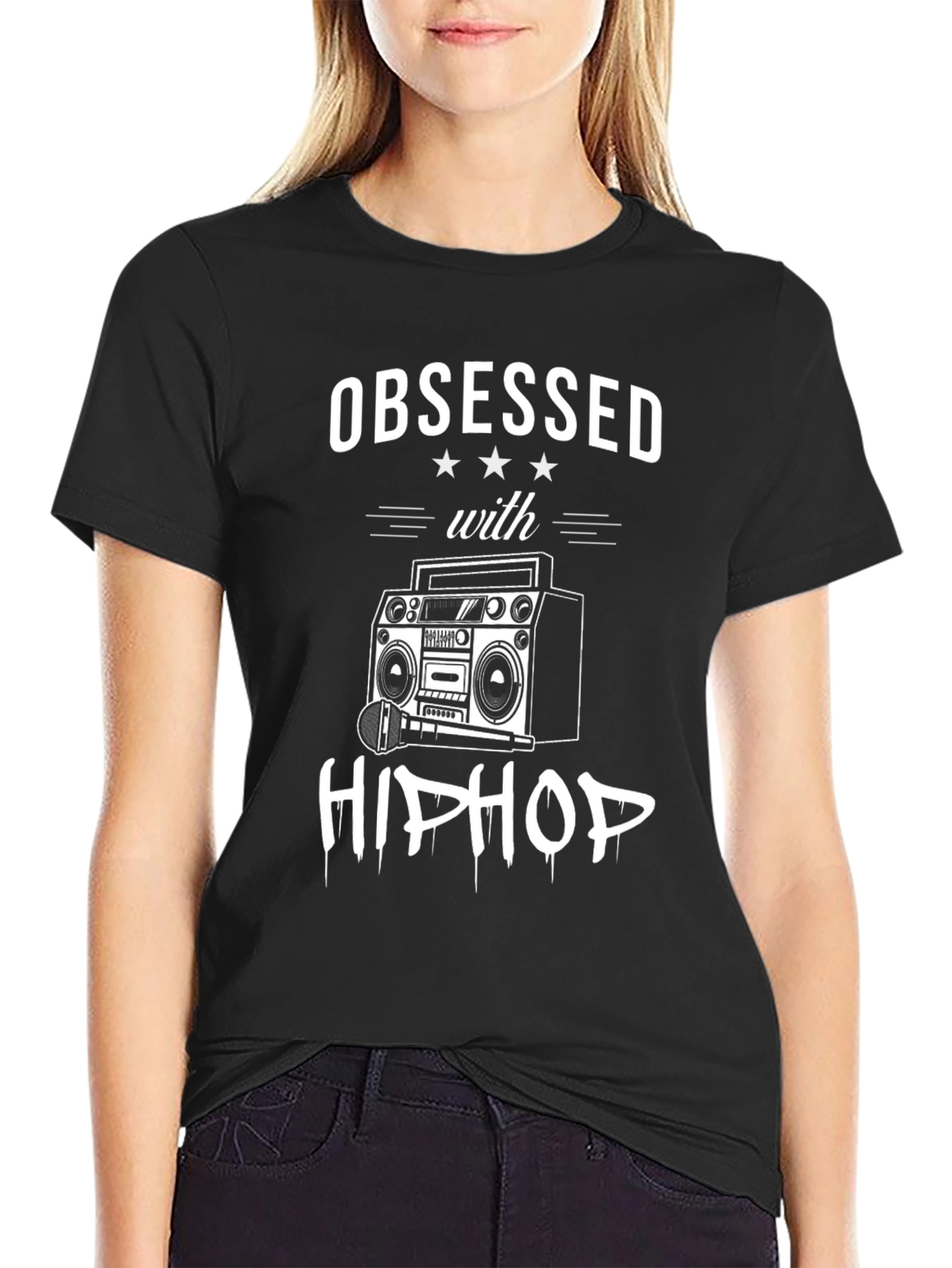 Obsessed with Hip Hop Graphic Tee - Black