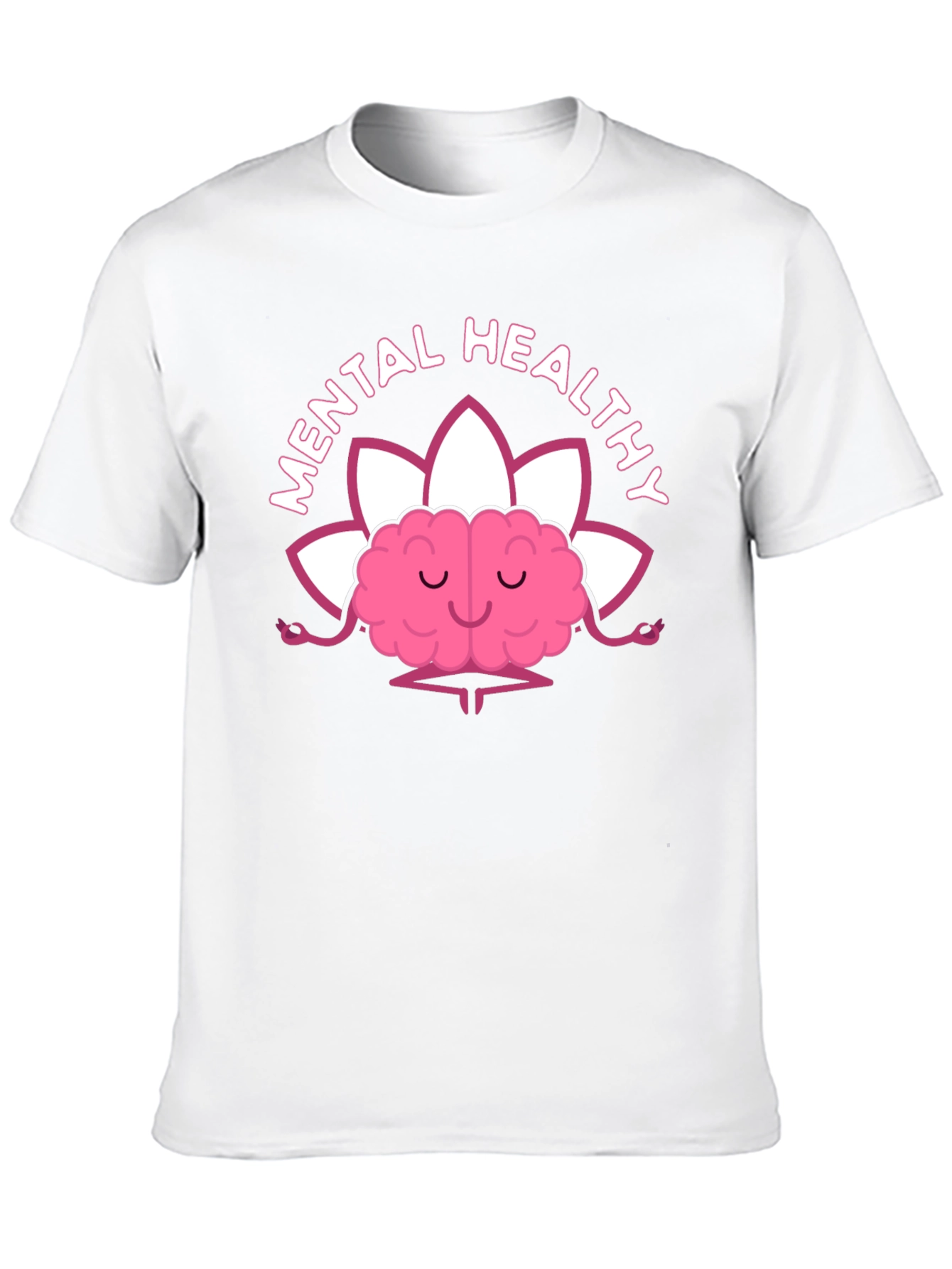 Mental Healthy Brain Lotus Meditation Black T-Shirt