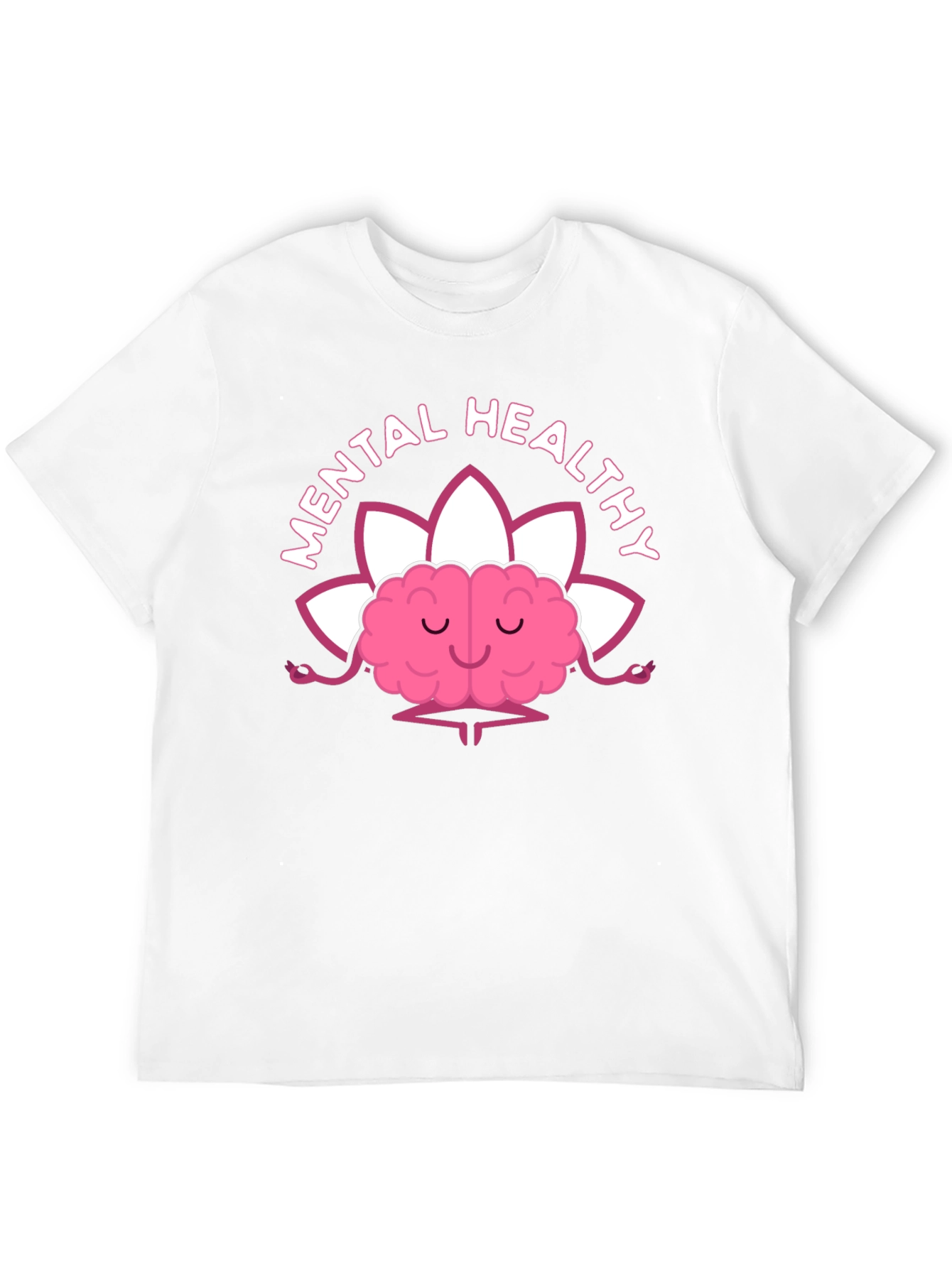 Mental Healthy Brain Lotus Meditation Black T-Shirt