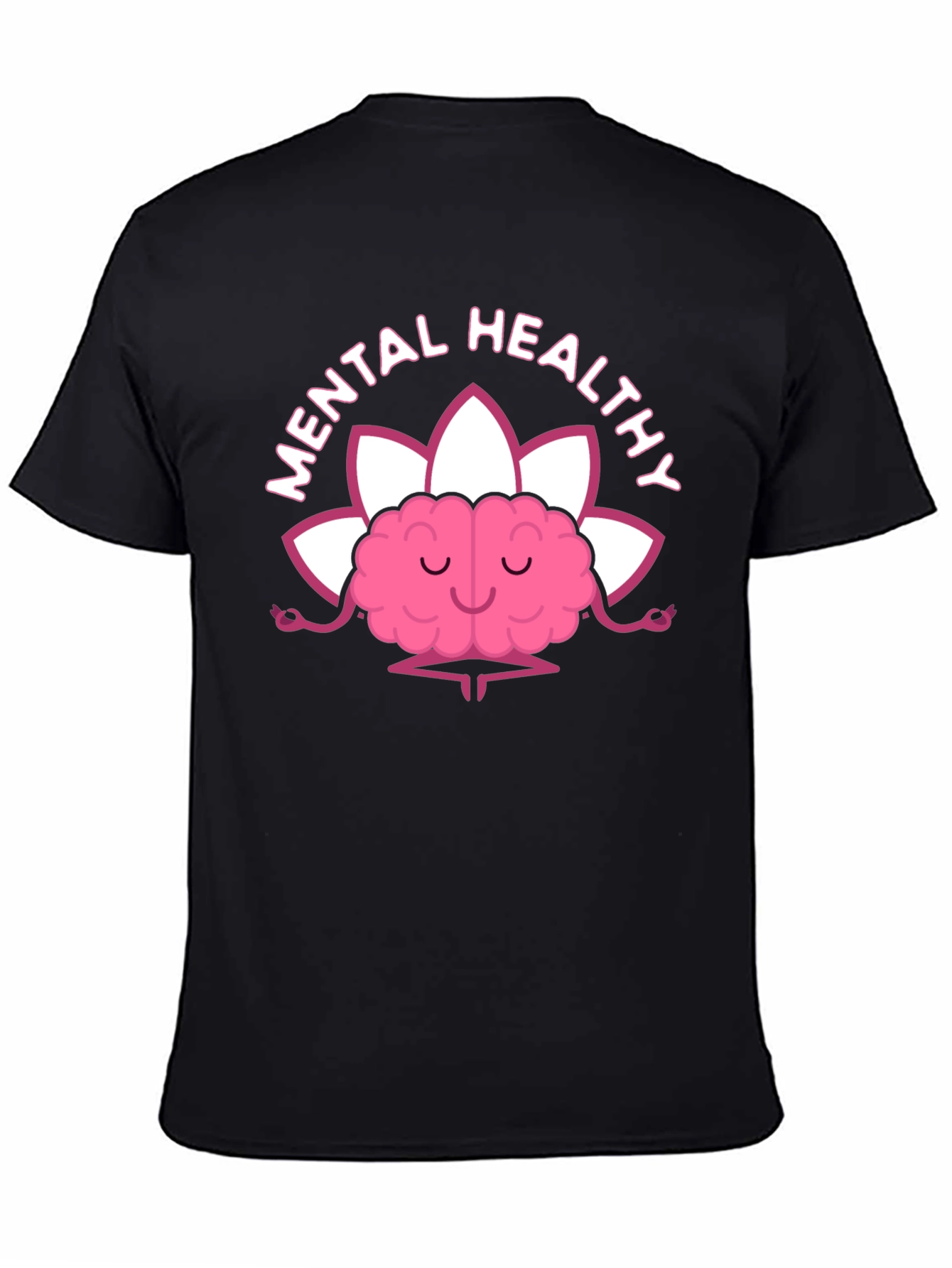 Mental Healthy Brain Lotus Meditation Black T-Shirt