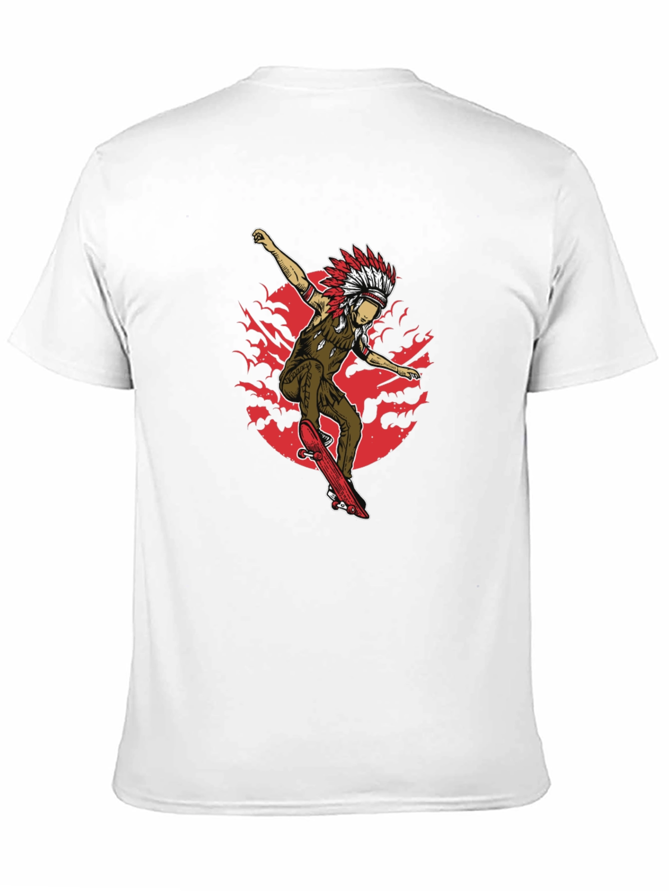 Native American Skateboarder Graphic Tee - Black