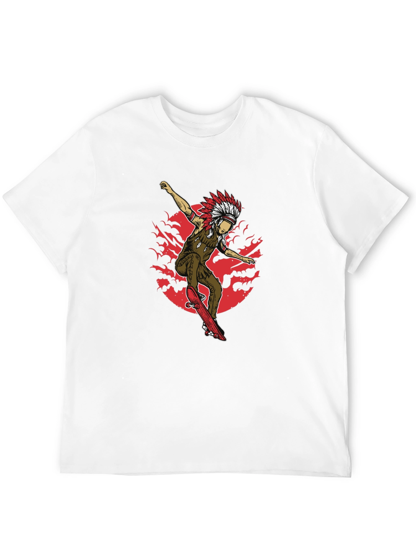 Native American Skateboarder Graphic Tee - Black