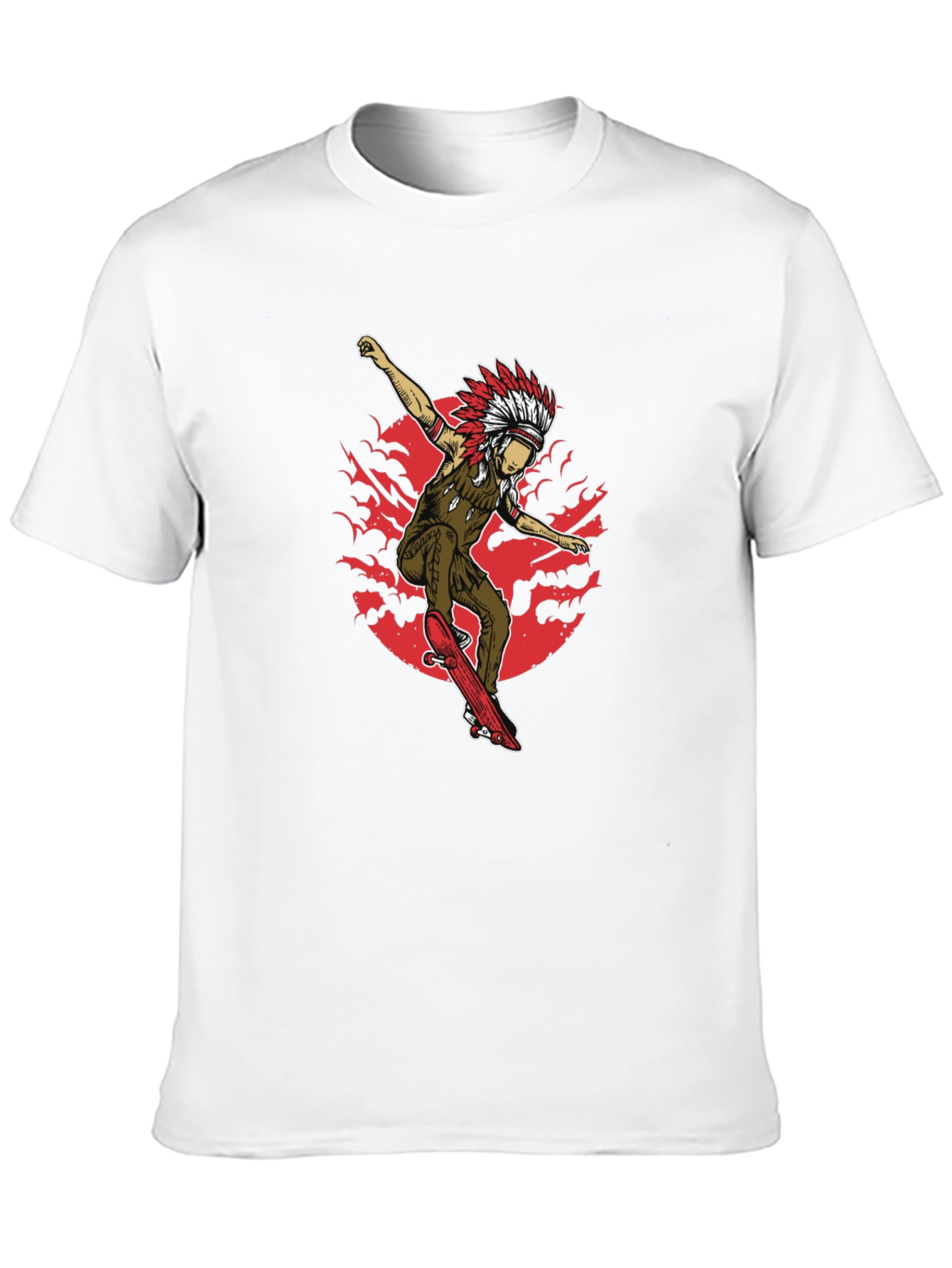 Native American Skateboarder Graphic Tee - Black