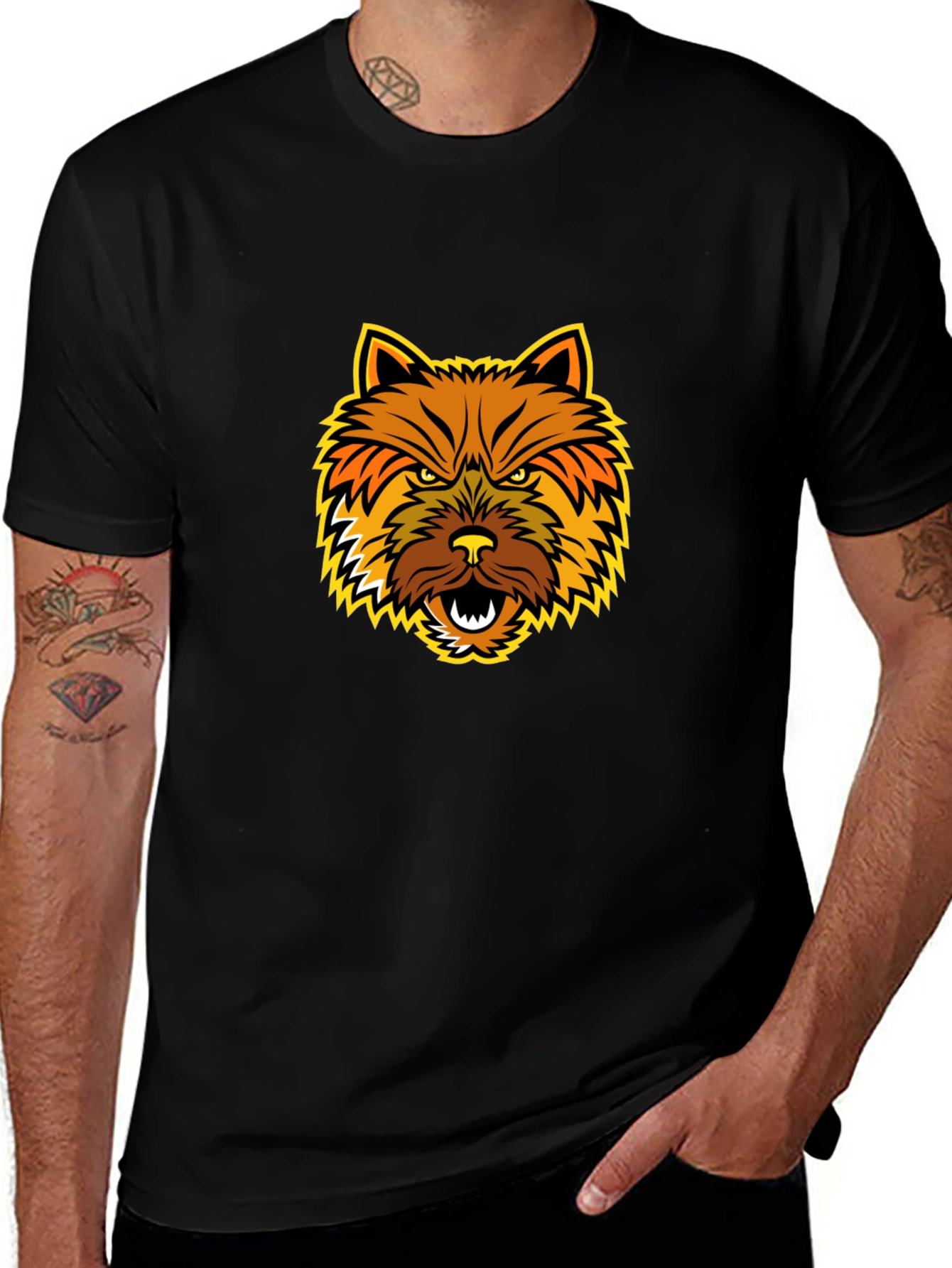 Angry Dog Graphic Tee - Bold Black T-Shirt