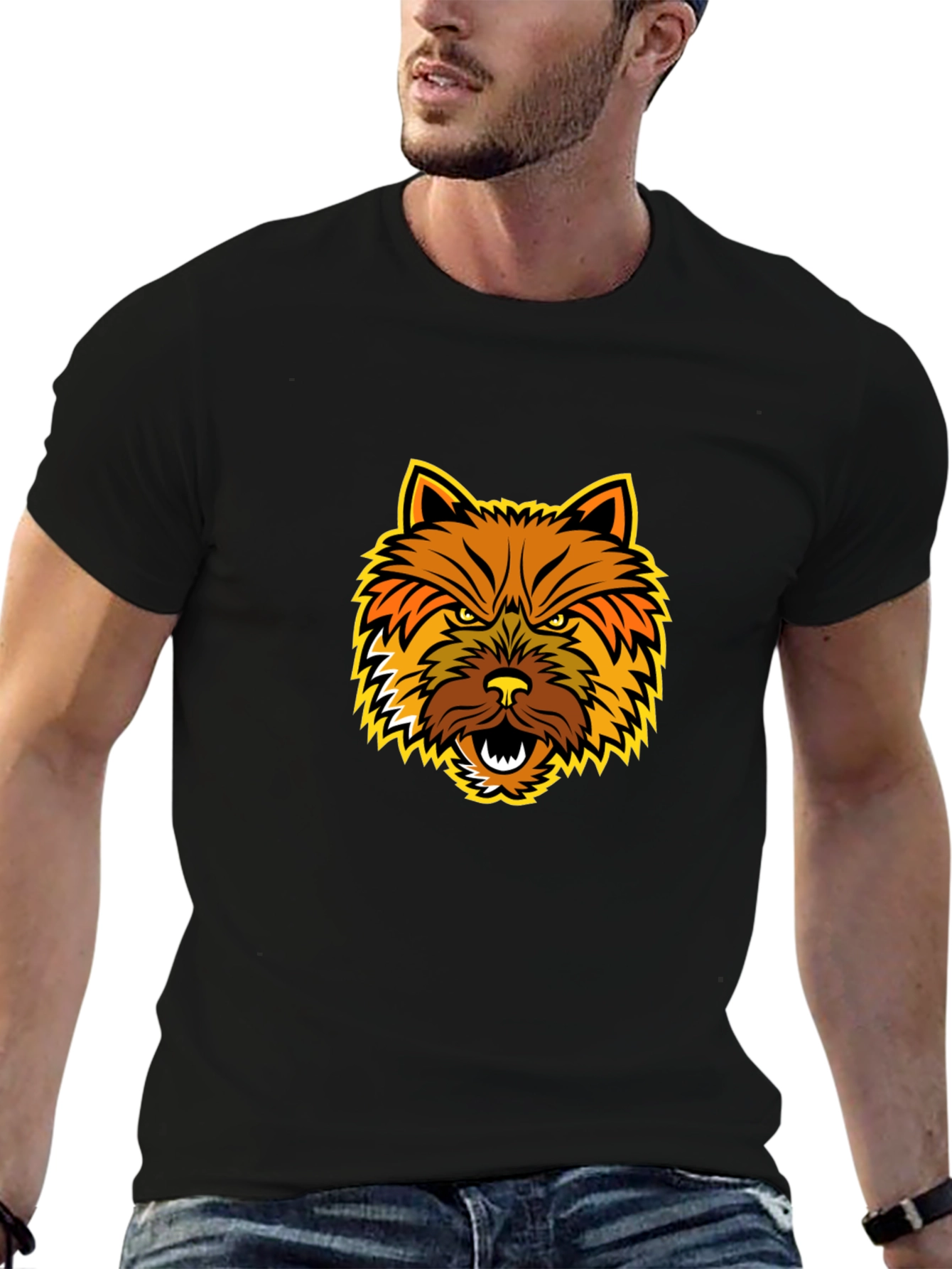 Angry Dog Graphic Tee - Bold Black T-Shirt