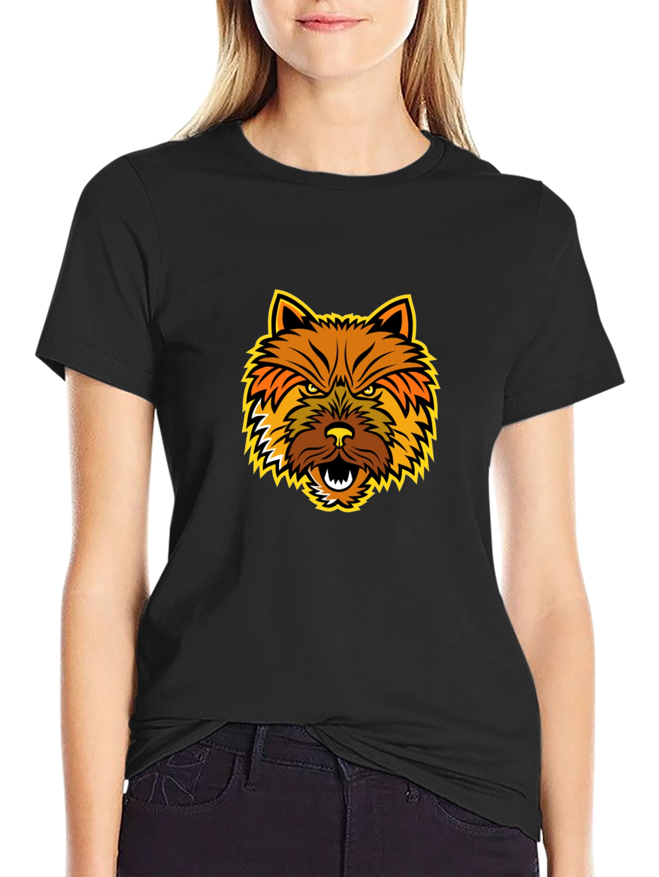 Angry Dog Graphic Tee - Bold Black T-Shirt
