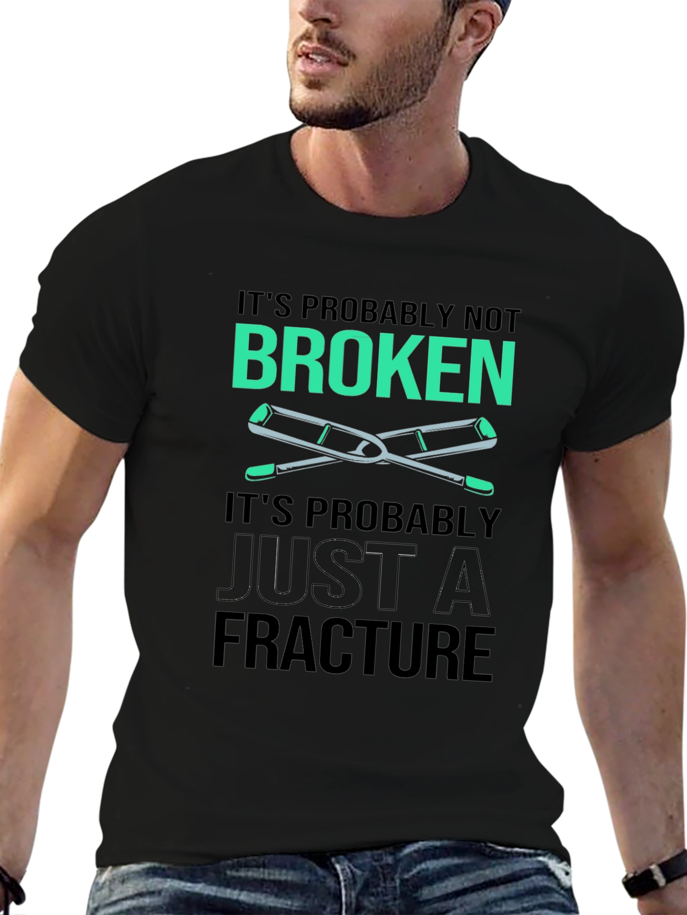 Funny Broken Fracture Crutches Humor T-Shirt
