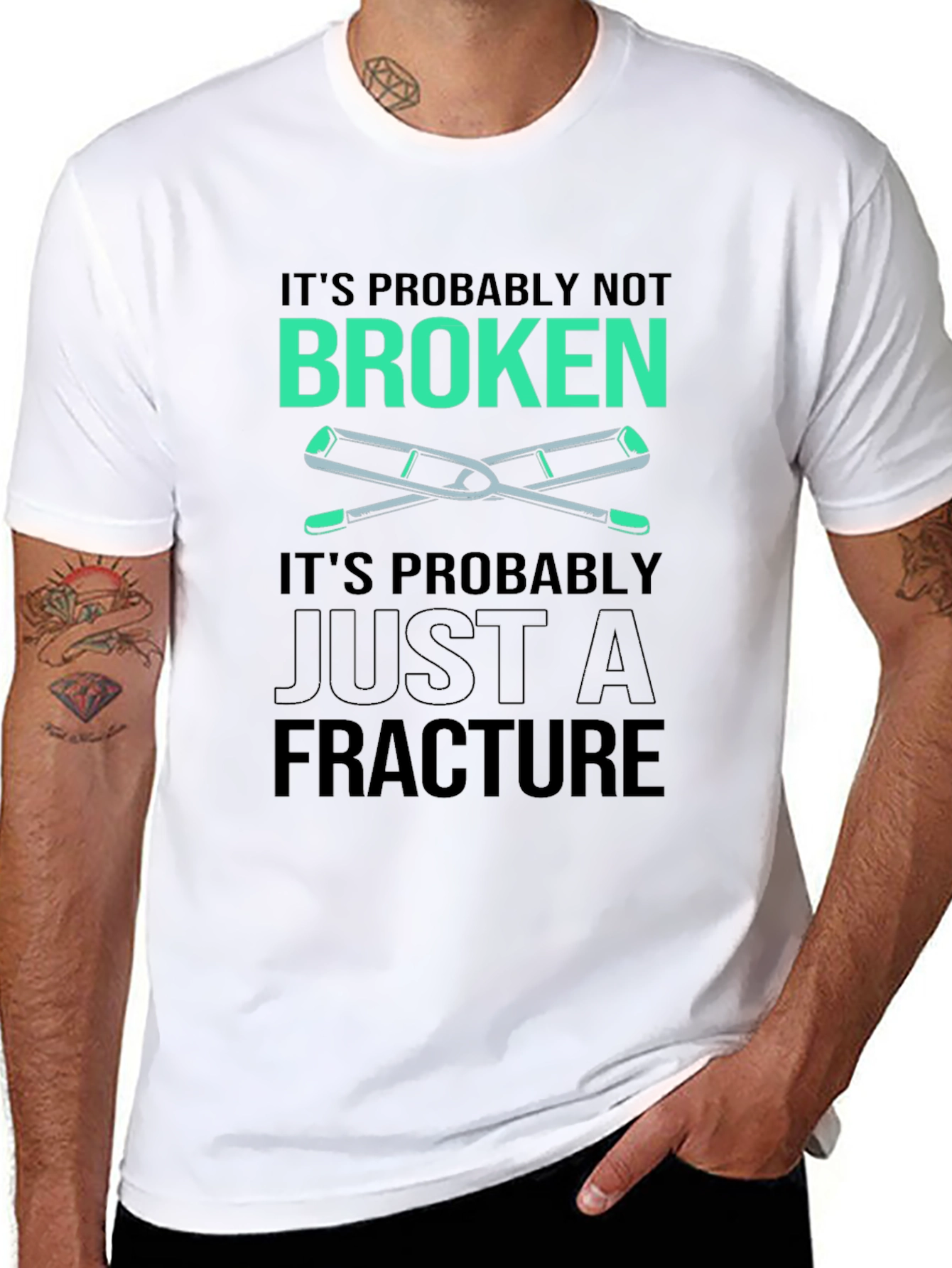 Funny Broken Fracture Crutches Humor T-Shirt