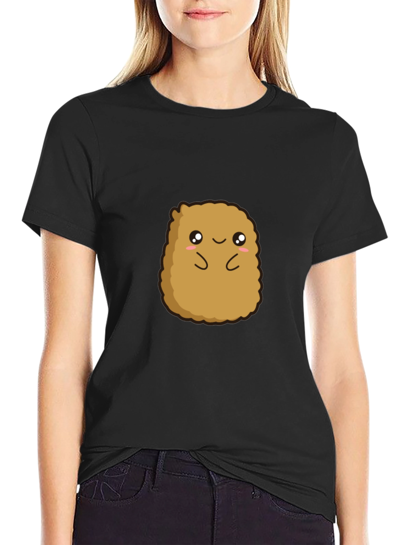 Cute Potato Graphic Tee - Black