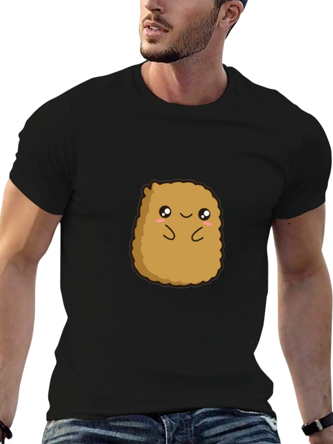 Cute Potato Graphic Tee - Black