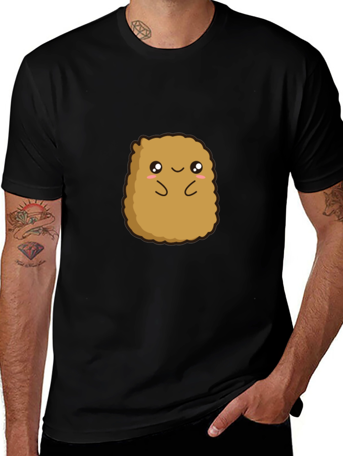 Cute Potato Graphic Tee - Black