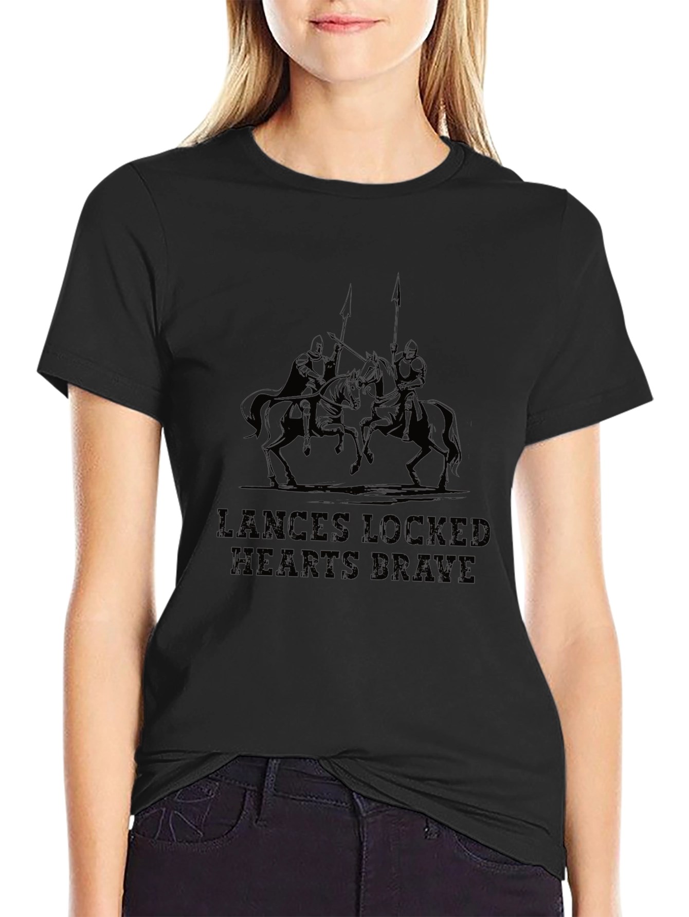 Lances Locked Brave Hearts Black T-Shirt