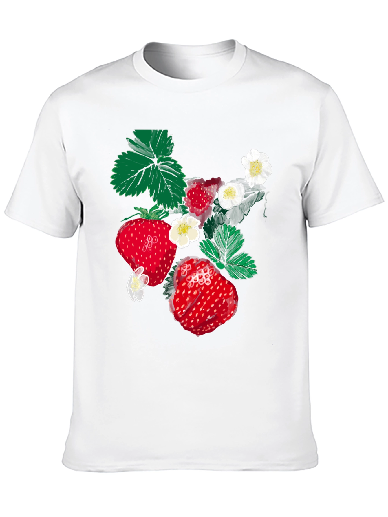 Strawberry Print Black T-Shirt