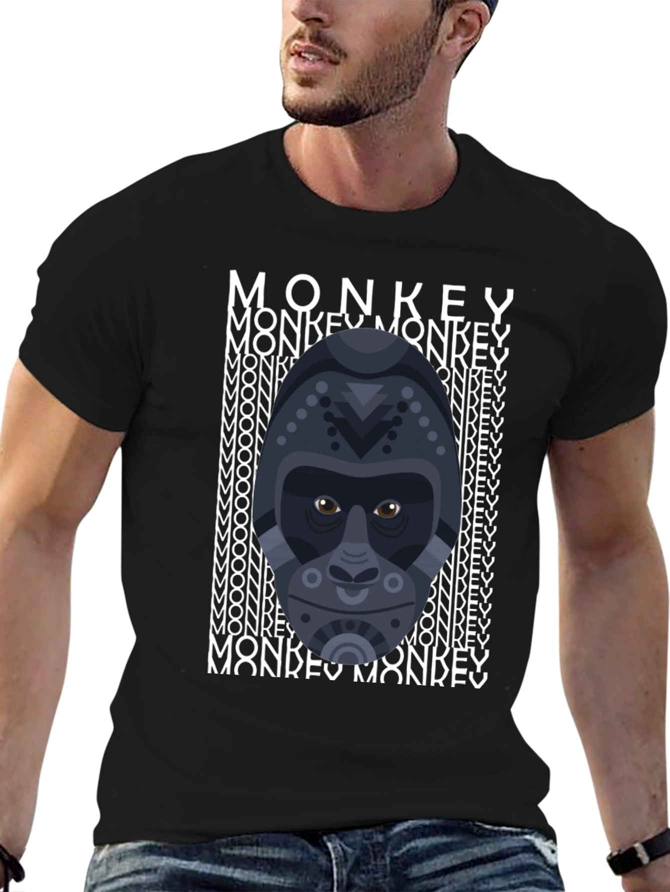 Geometric Gorilla Graphic Tee - Mens Black T-Shirt