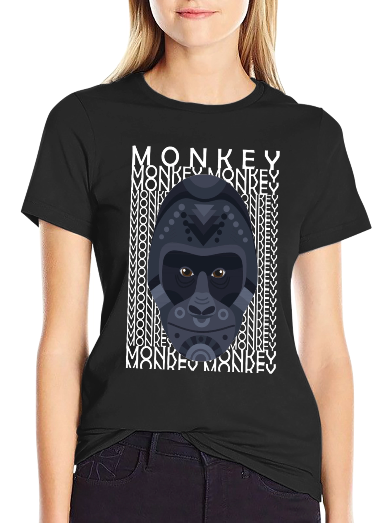 Geometric Gorilla Graphic Tee - Mens Black T-Shirt