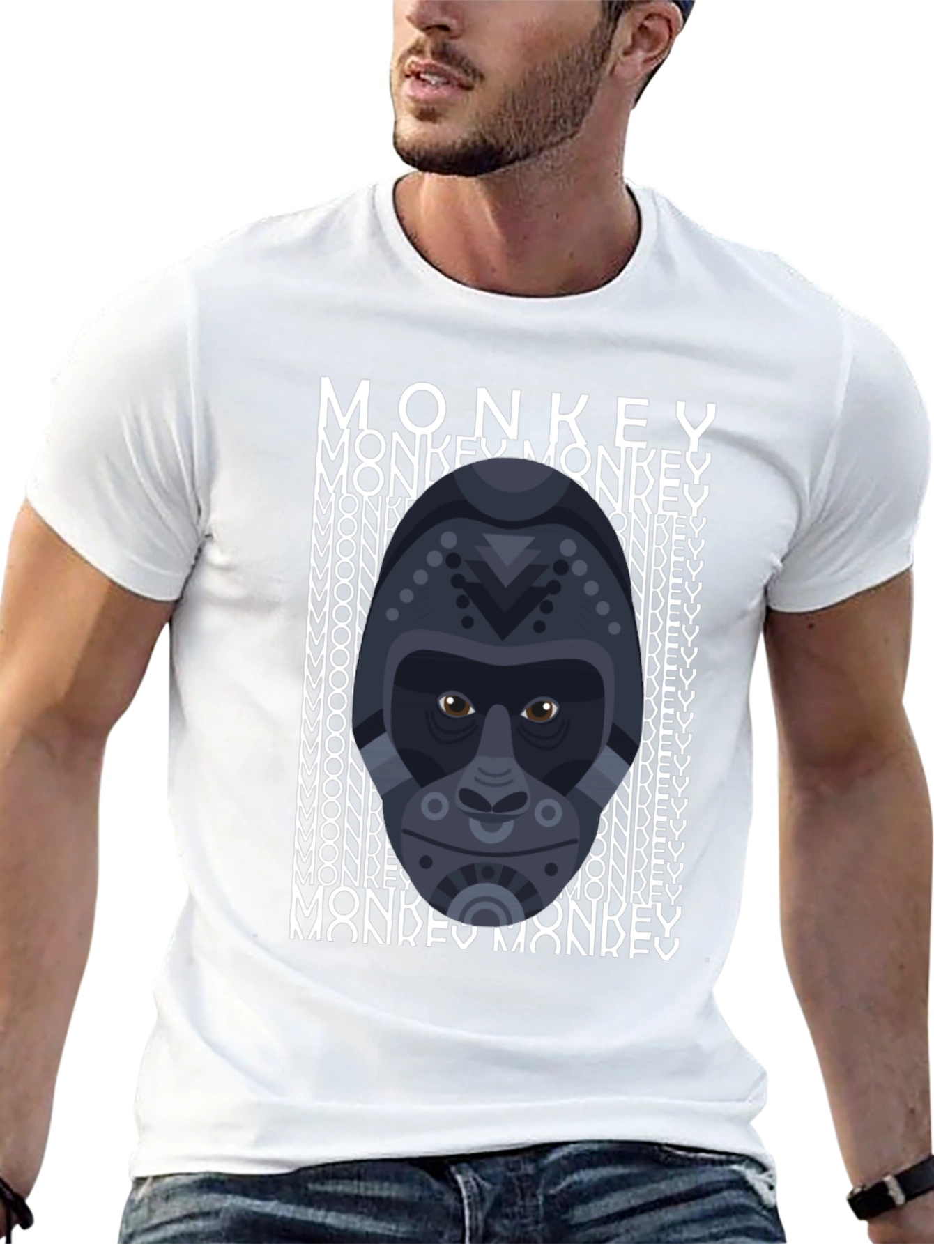 Geometric Gorilla Graphic Tee - Mens Black T-Shirt
