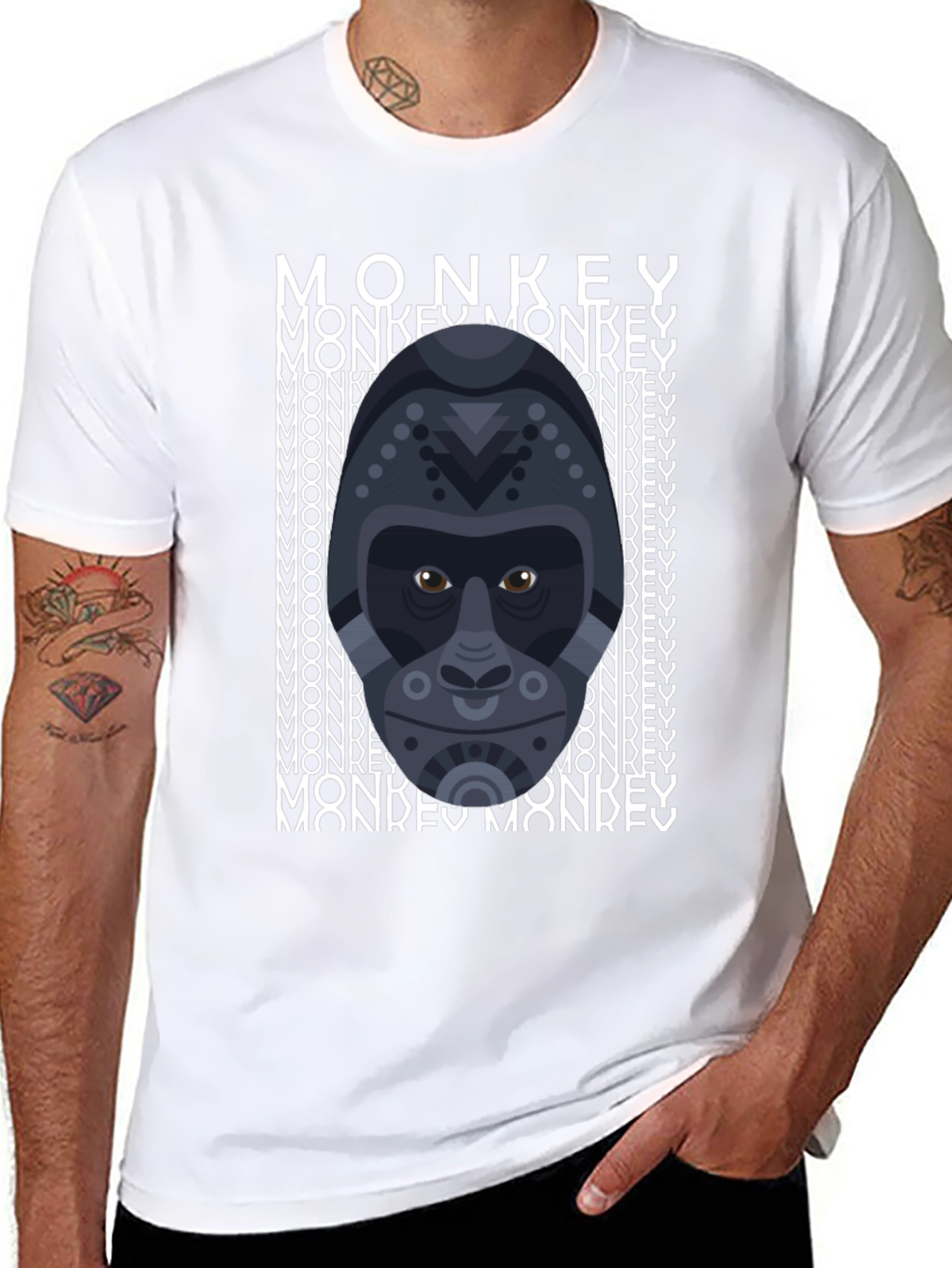 Geometric Gorilla Graphic Tee - Mens Black T-Shirt