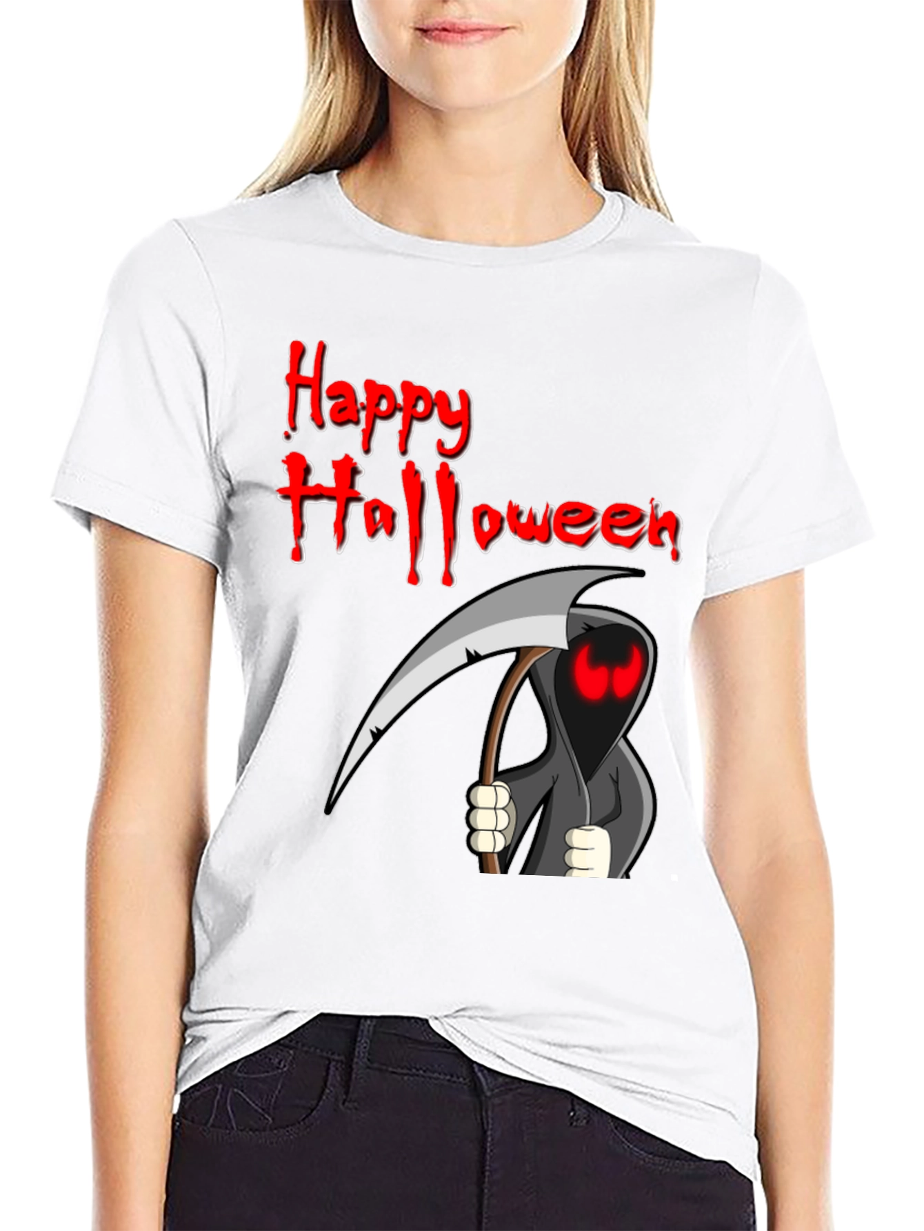 Happy Halloween Grim Reaper Graphic T-Shirt