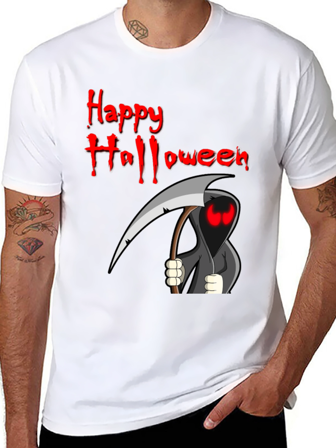 Happy Halloween Grim Reaper Graphic T-Shirt