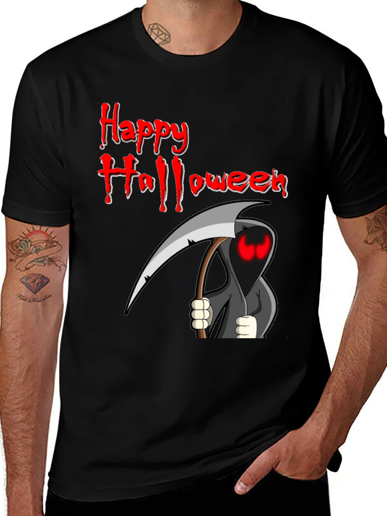 Happy Halloween Grim Reaper Graphic T-Shirt