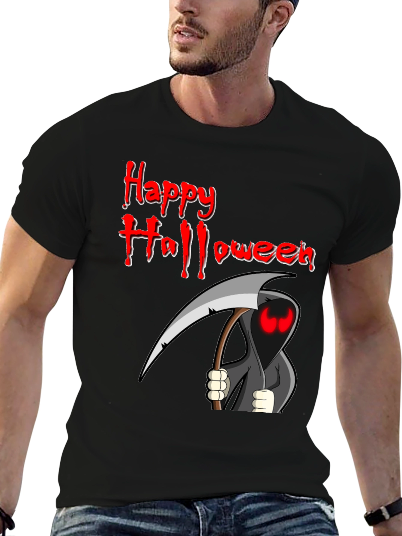 Happy Halloween Grim Reaper Graphic T-Shirt