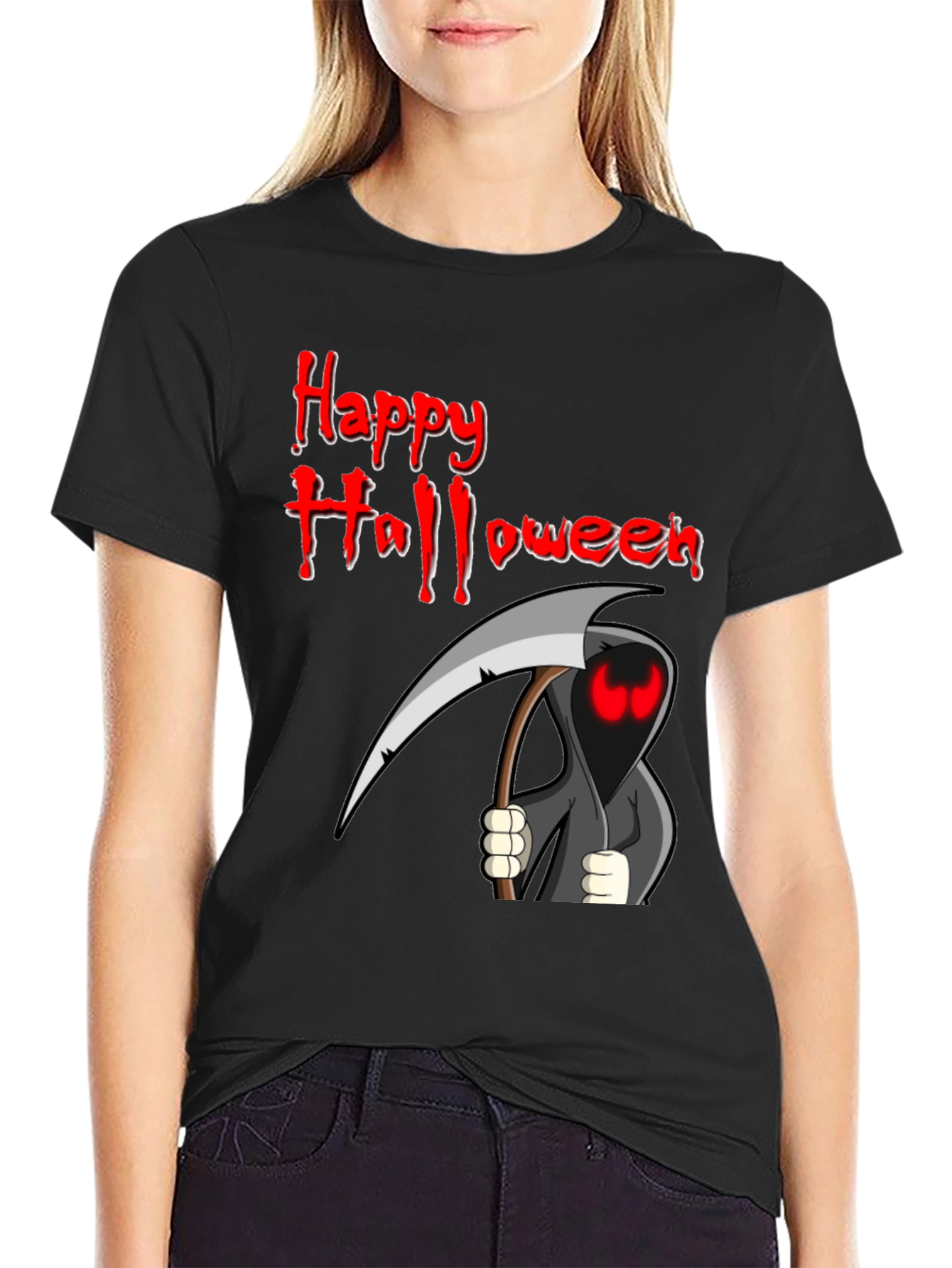 Happy Halloween Grim Reaper Graphic T-Shirt
