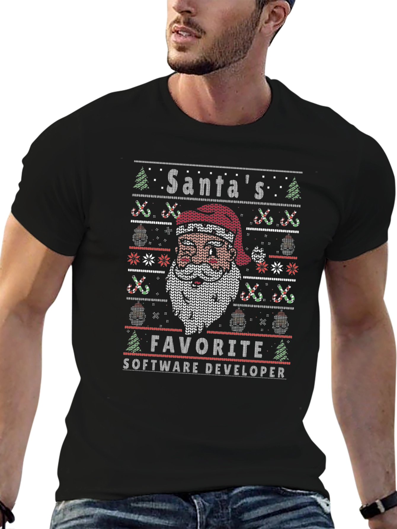 Santas Favorite Software Developer Ugly Christmas Sweater T-Shirt