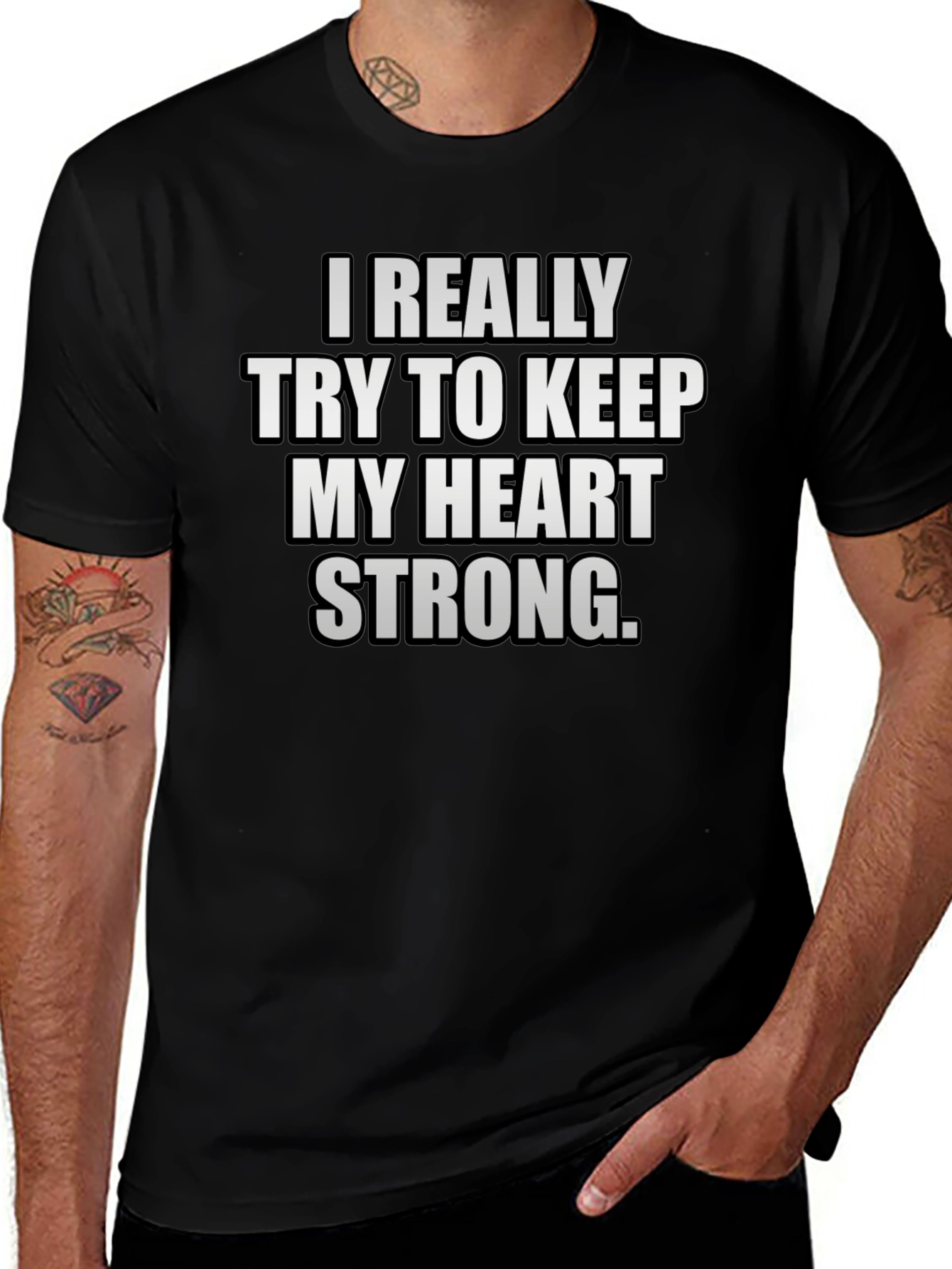Heart Strong Graphic T-Shirt - Black