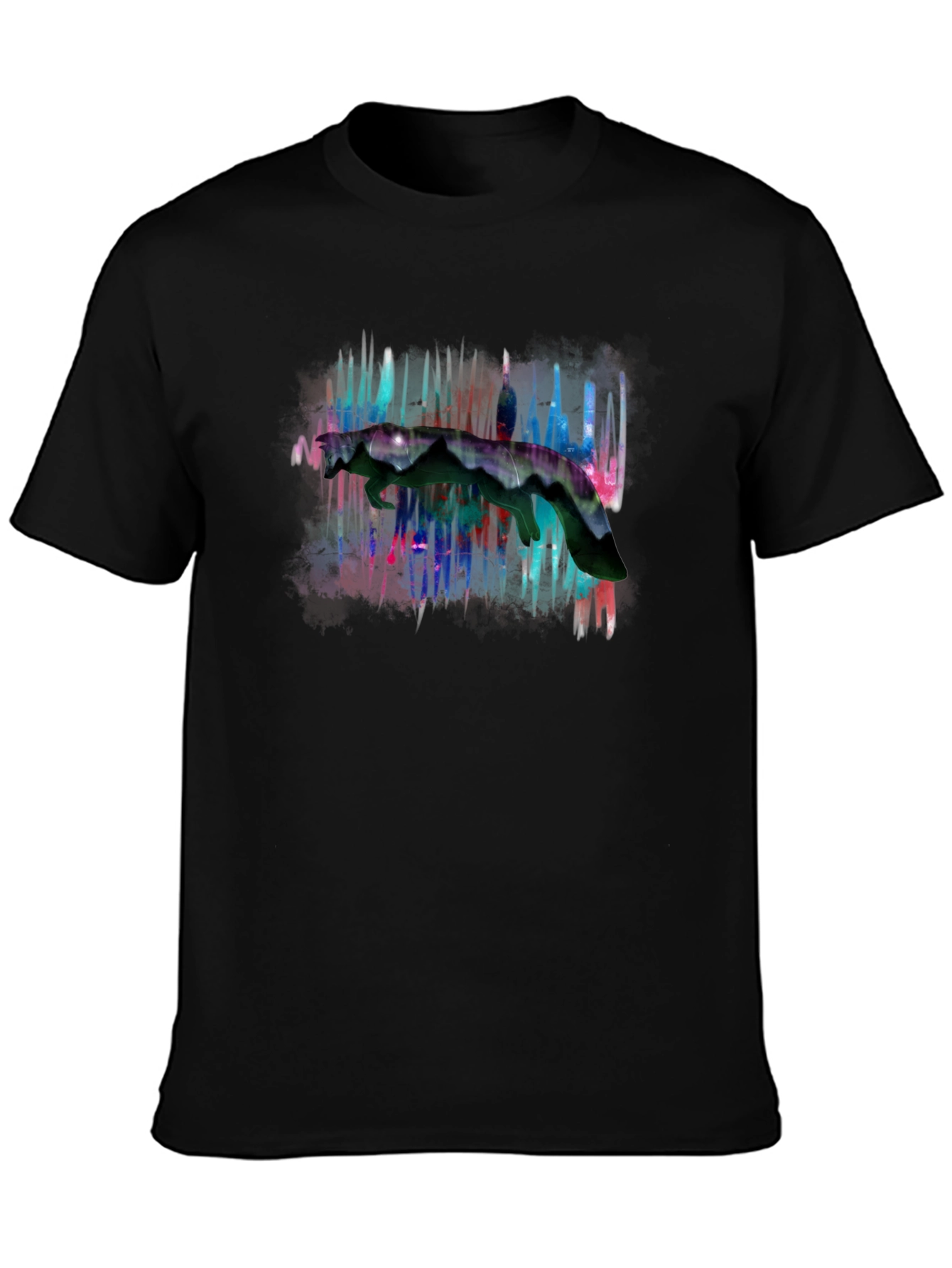 Abstract Graphic Print Black Crewneck T-Shirt