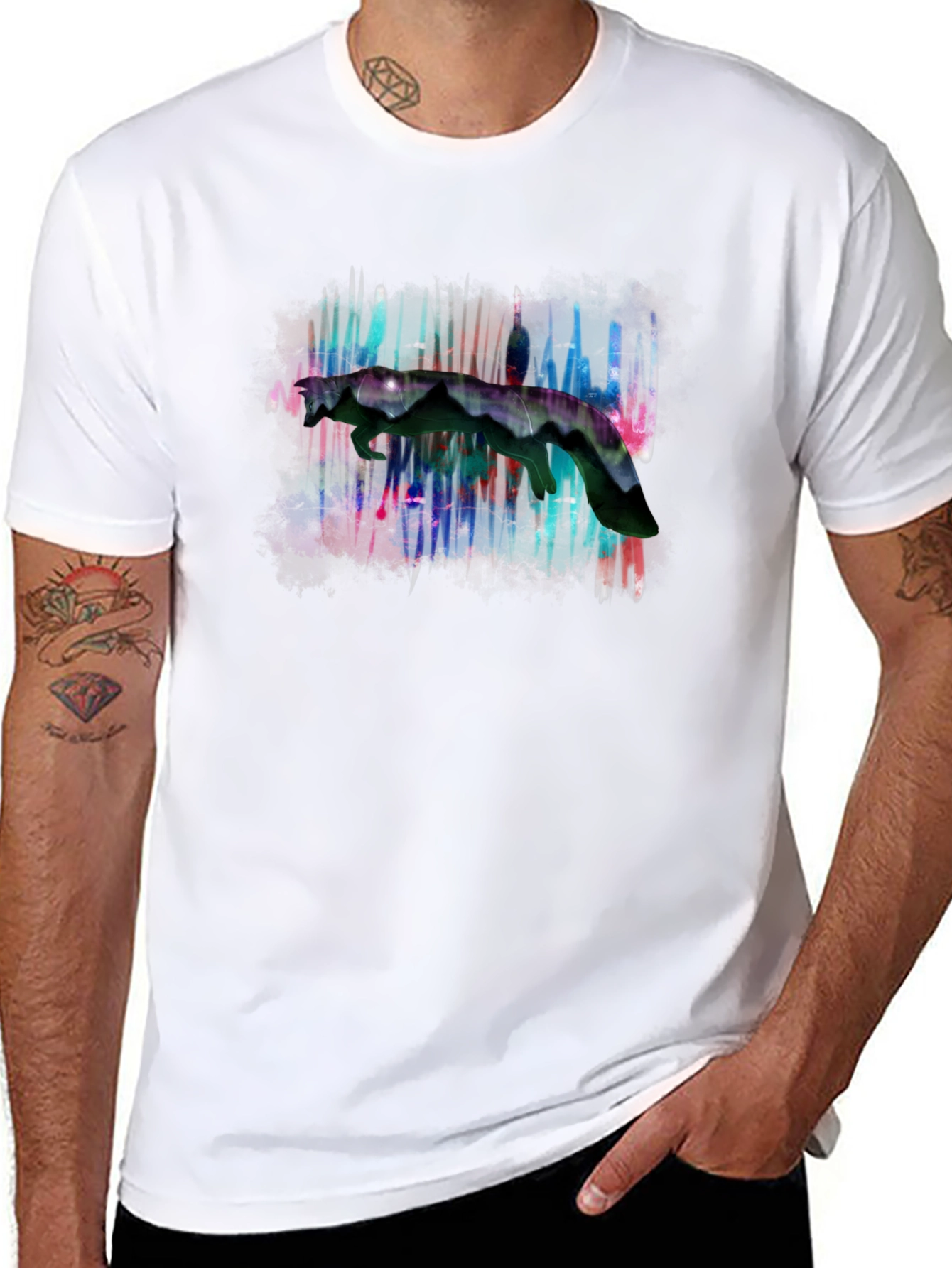 Abstract Graphic Print Black Crewneck T-Shirt
