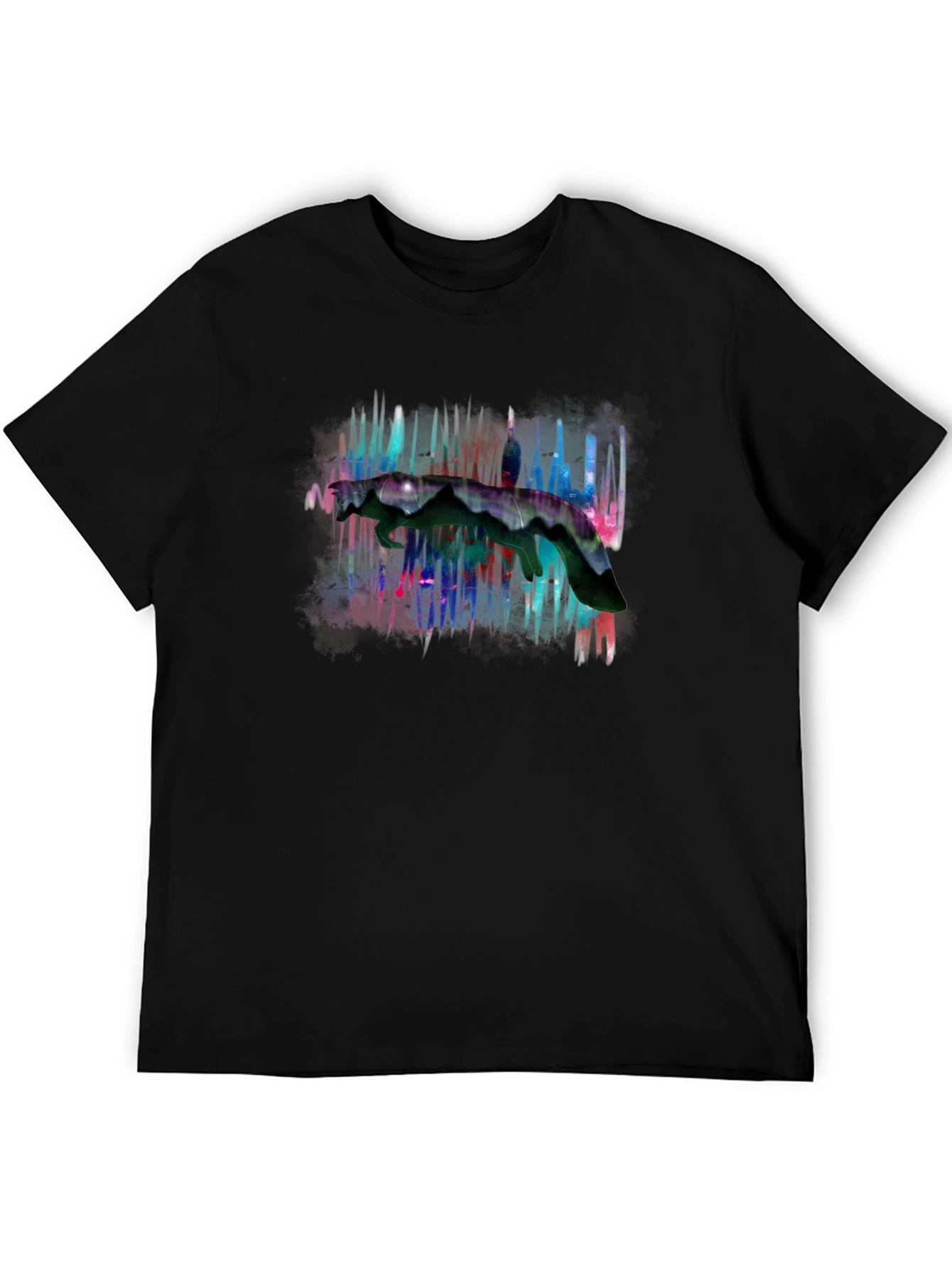 Abstract Graphic Print Black Crewneck T-Shirt