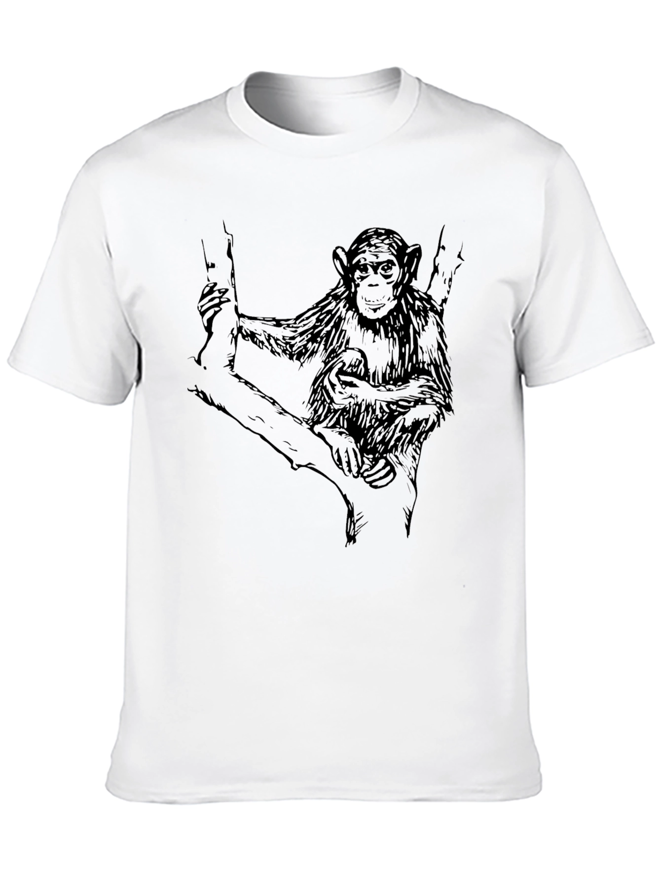 Chimpanzee Graphic Print Black T-Shirt