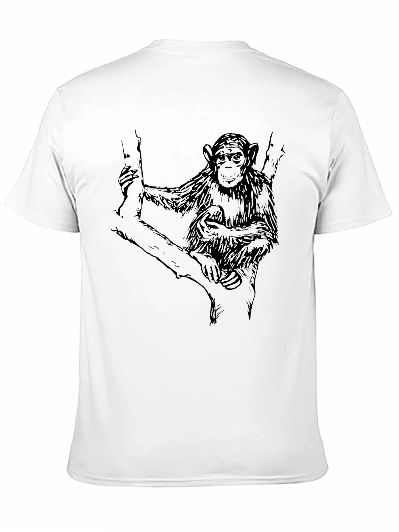 Chimpanzee Graphic Print Black T-Shirt