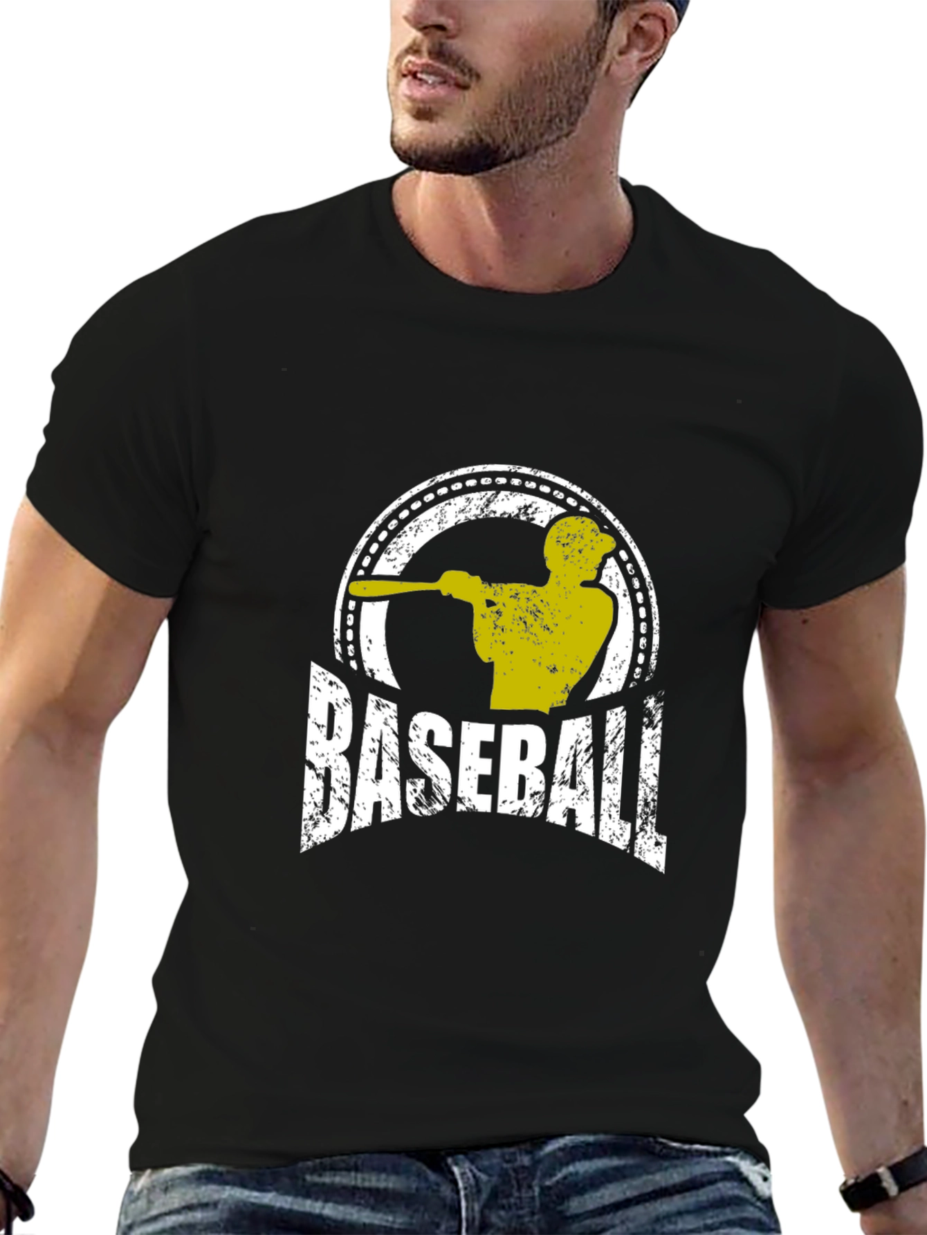 Baseball Graphic T-Shirt - Black Cotton Tee
