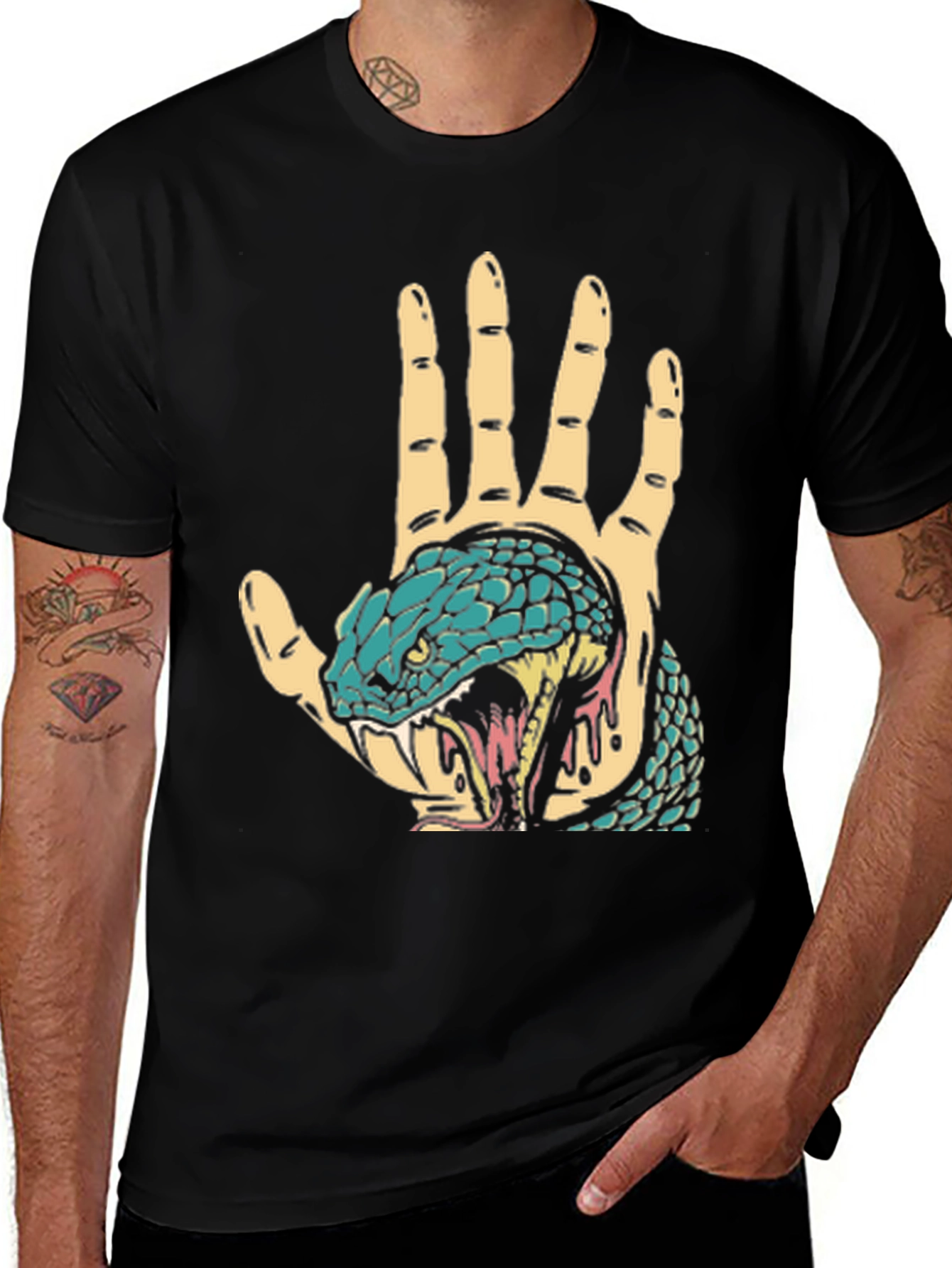 Snake Hand Graphic Tee - Black