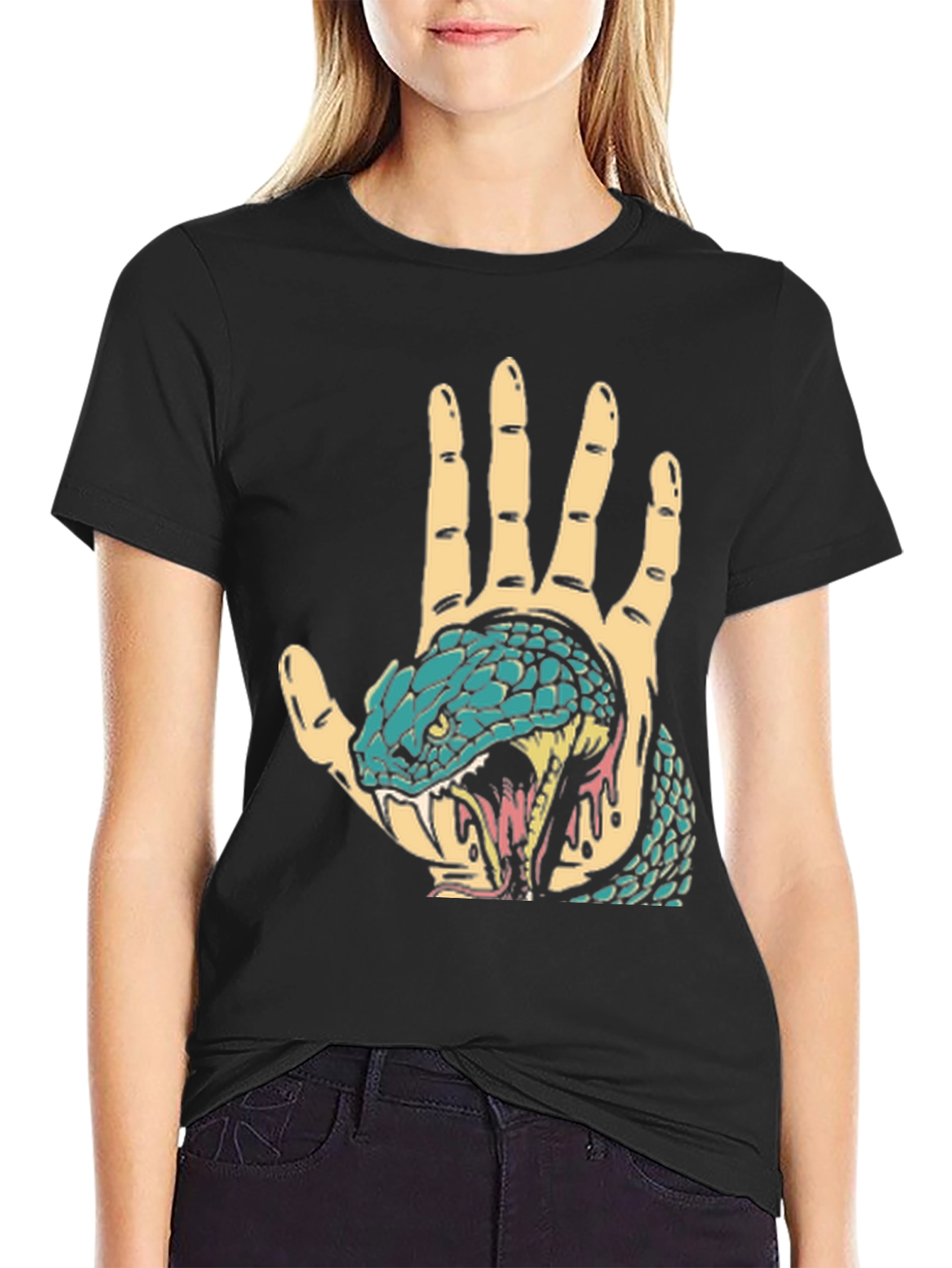 Snake Hand Graphic Tee - Black