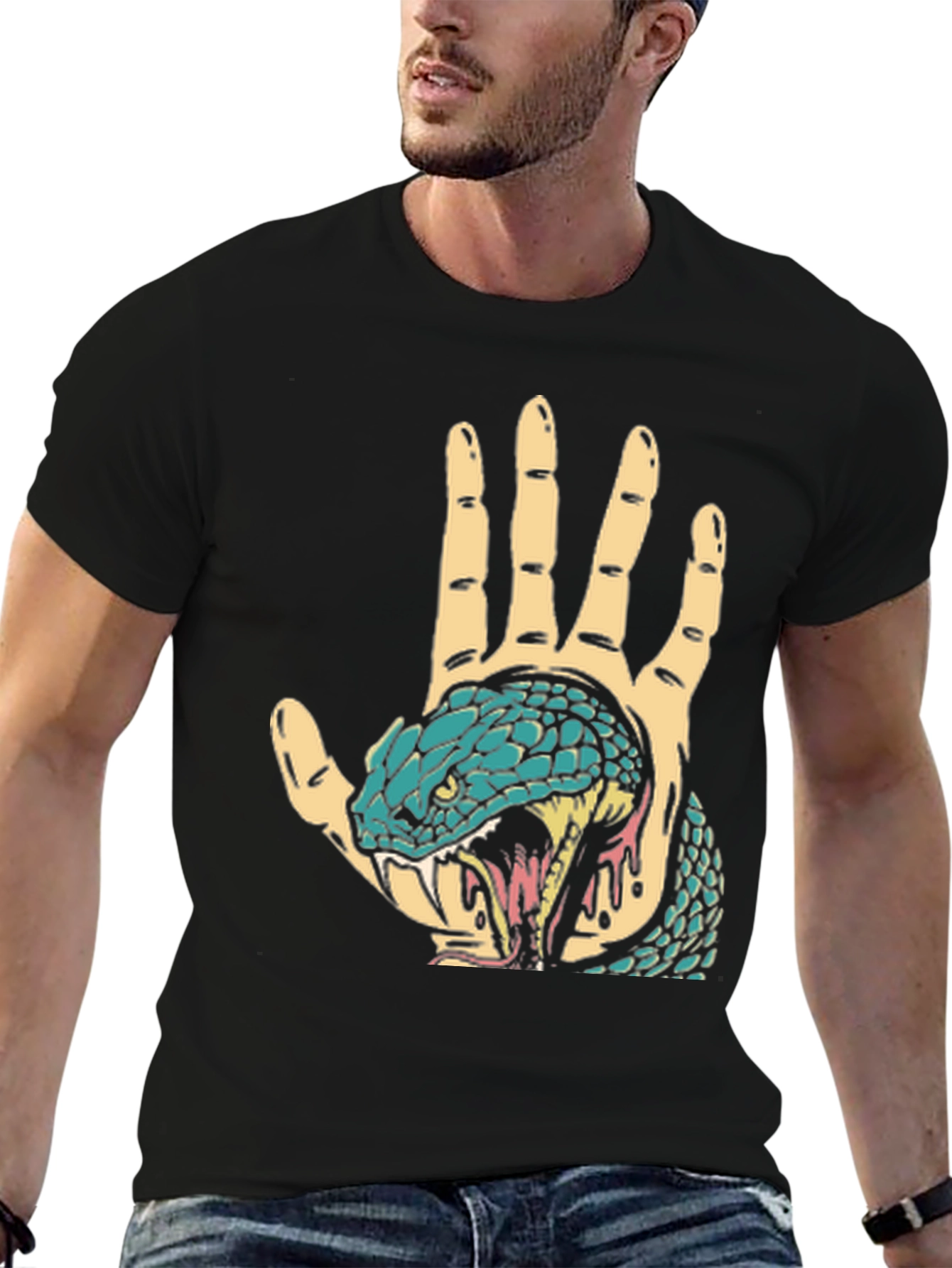 Snake Hand Graphic Tee - Black