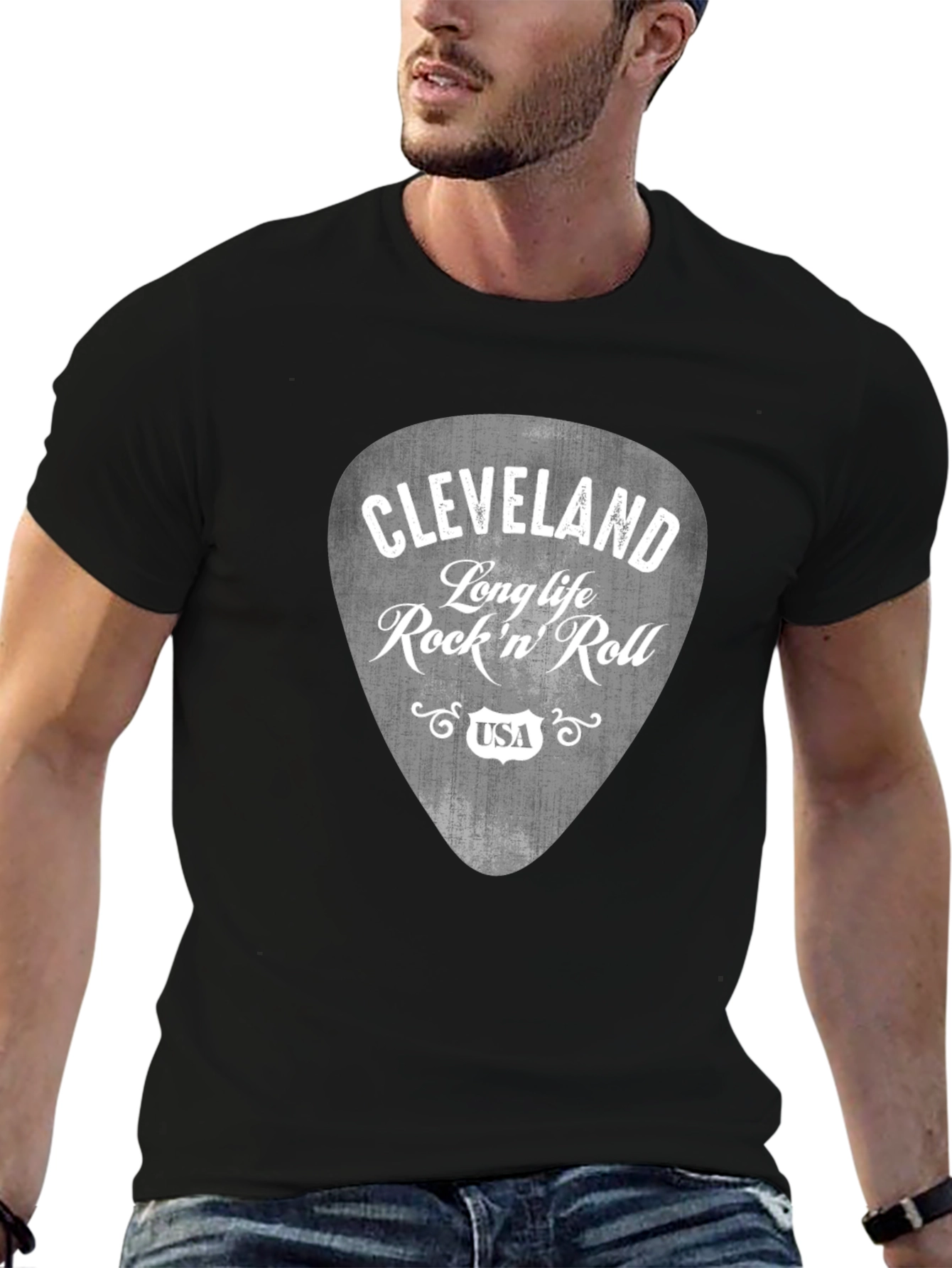 Cleveland Rock n Roll Guitar Pick Graphic T-Shirt