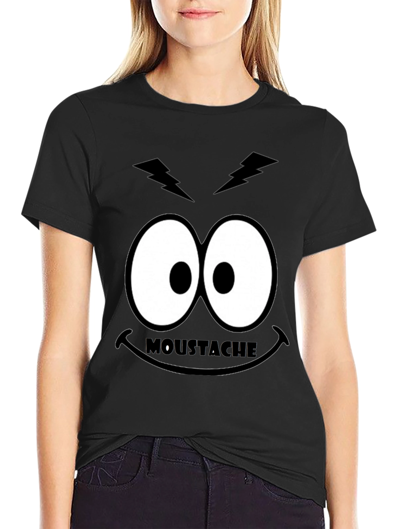 Funny Moustache Eyes Graphic T-Shirt