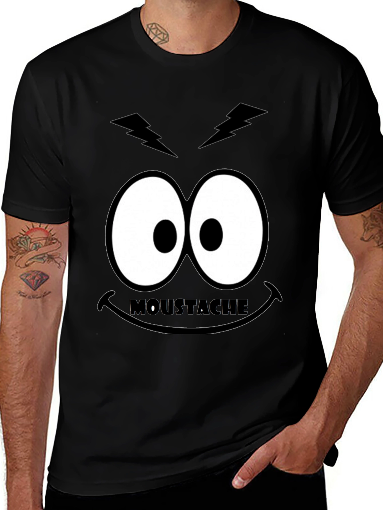 Funny Moustache Eyes Graphic T-Shirt