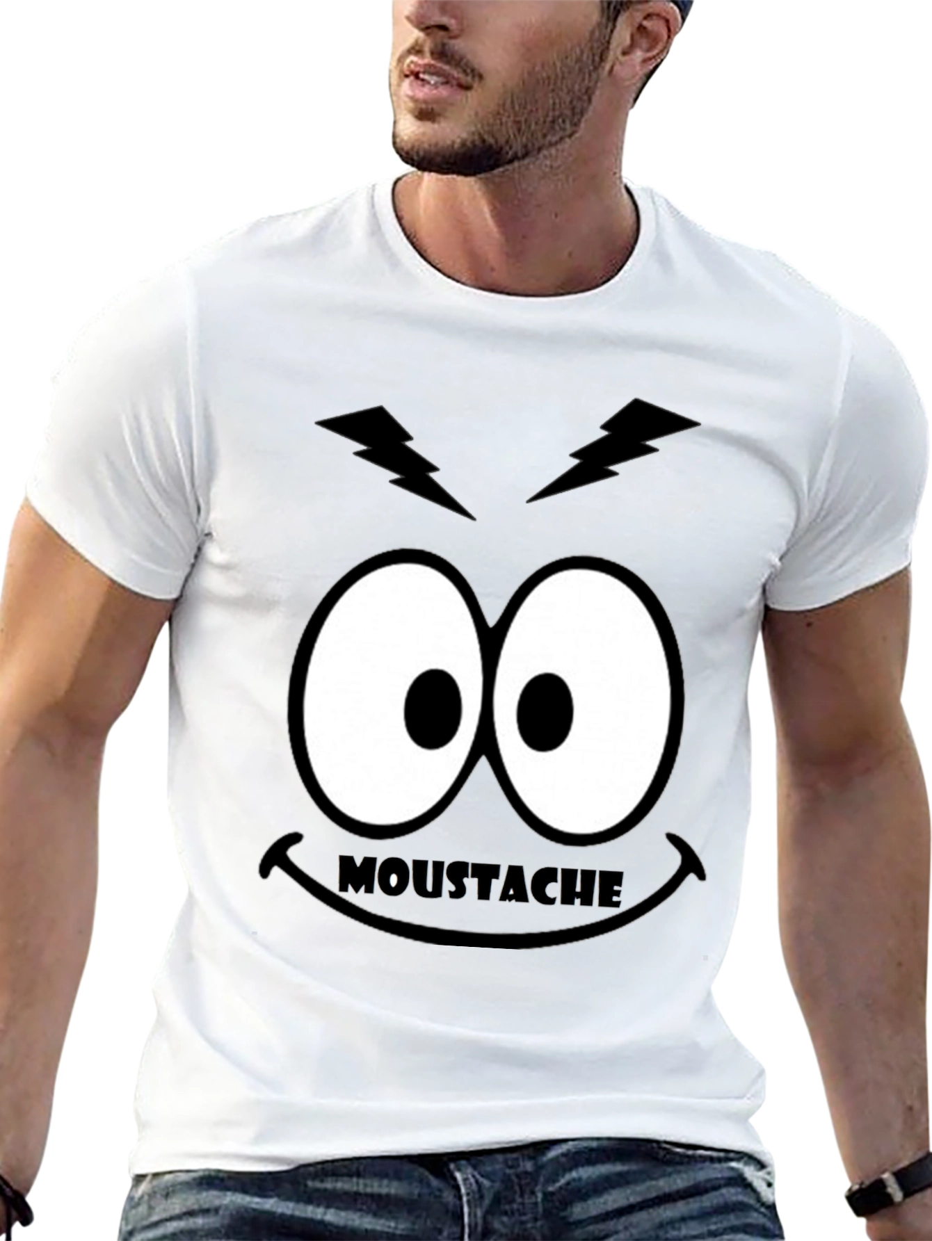 Funny Moustache Eyes Graphic T-Shirt